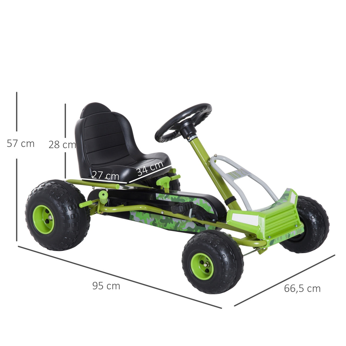 Children'S Go Kart Pedal Car Children'S Vehicle With Adjustable Seat Pedal Vehicle With Handbrake From 3 Years Green 95 X 66.5 X 57Cm