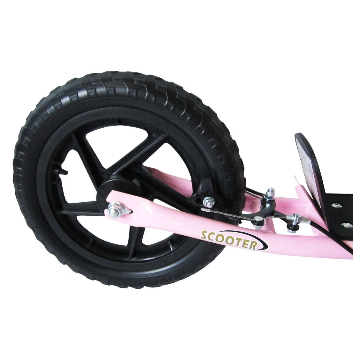 Children'S Kick Scooter 12 Inch With Rear Brake, Height-Adjustable Kick Scooter In Pink, Steel & Eva, For Children