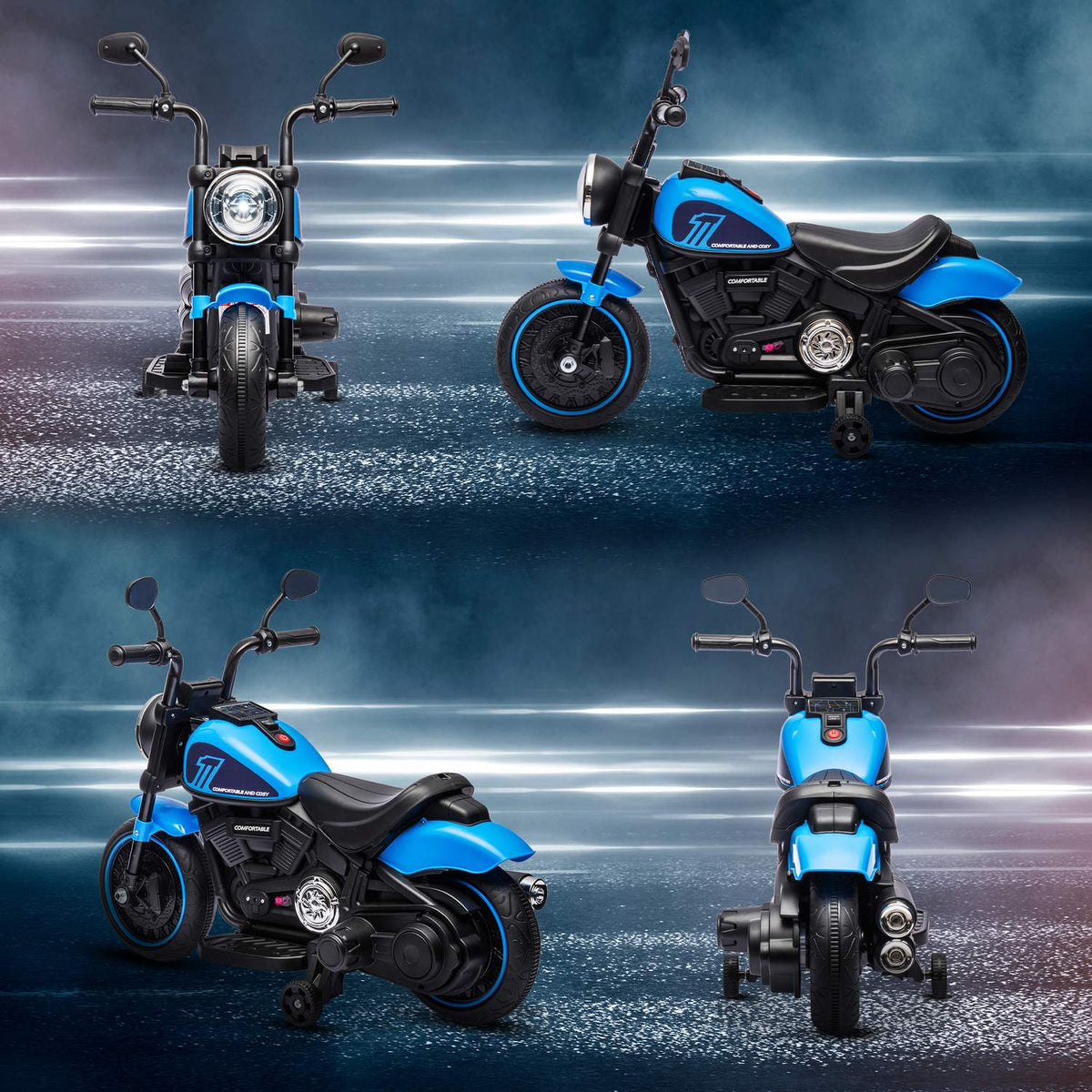 Children'S Motorcycle Children'S Electric Motorcycle Electric Vehicle Children'S Vehicle With 2 Removable Support Wheels, 1.5-3 Km/H, For 1.5-3 Years Children