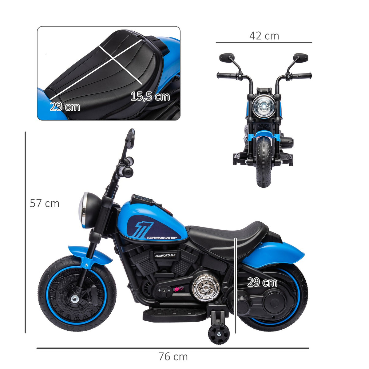 Children'S Motorcycle Children'S Electric Motorcycle Electric Vehicle Children'S Vehicle With 2 Removable Support Wheels, 1.5-3 Km/H, For 1.5-3 Years Children