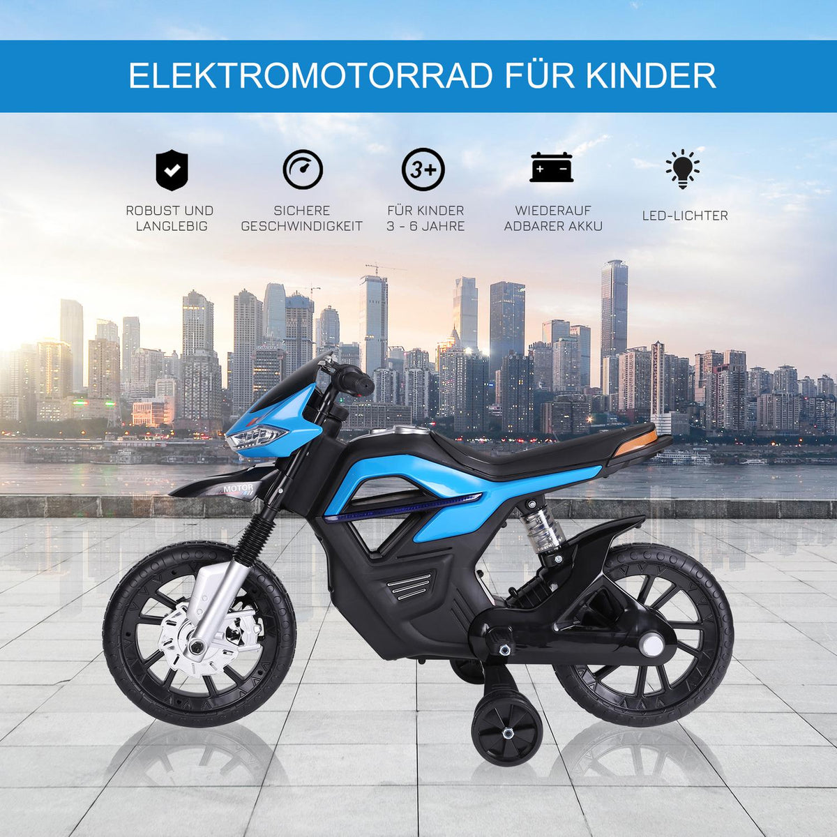 Children'S Motorcycle Children'S Electric Motorcycle For Children 3-6 Years Old Light Music Mp3 Electric Vehicle With Training Wheels Maximum 3 Km/H Metal + Plastic