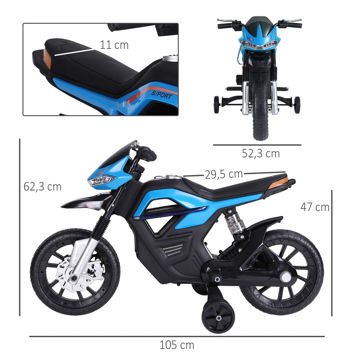 Children'S Motorcycle Children'S Electric Motorcycle For Children 3-6 Years Old Light Music Mp3 Electric Vehicle With Training Wheels Maximum 3 Km/H Metal + Plastic
