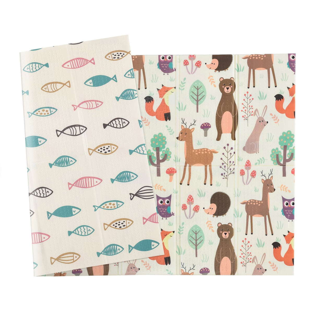 Children'S Play Mat Two-Sided Play Mat, Animal & Fish Pattern, Foldable, Water-Repellent, 200X150X1Cm