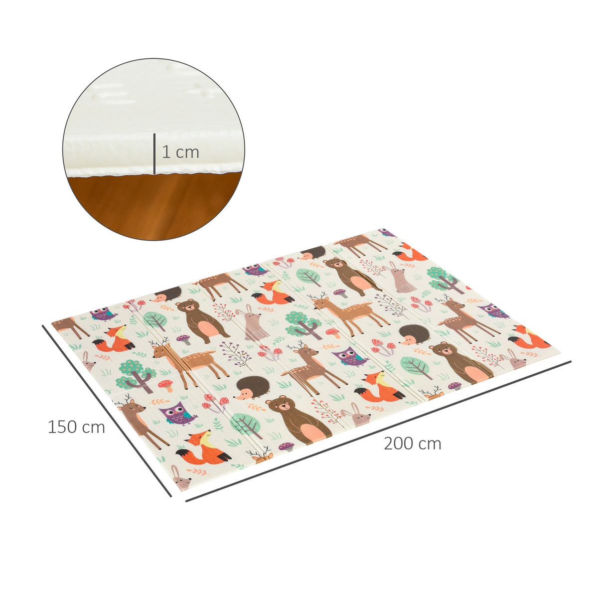Children'S Play Mat Two-Sided Play Mat, Animal & Fish Pattern, Foldable, Water-Repellent, 200X150X1Cm