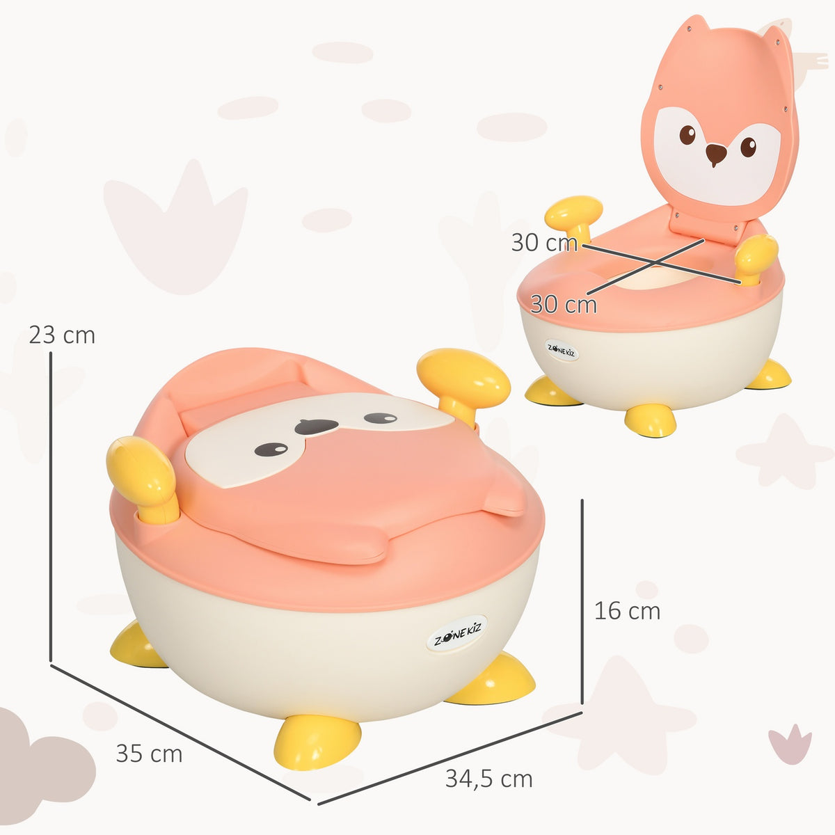 Children'S Potty Children'S Toilet In Fox Design, Baby Potty With Handle, Folding Lid, Non-Slip Potty Chair From 6 Months To 3 Years