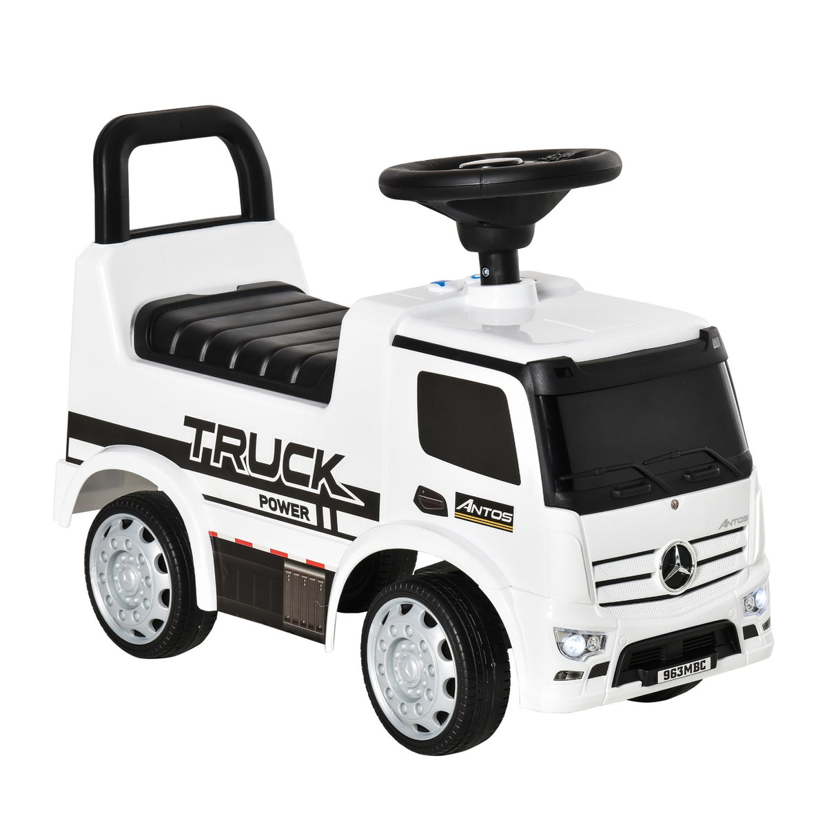 Children'S Ride-On Car Mercedes Antos Truck Style, With Light, For 12-36 Months, White+Black