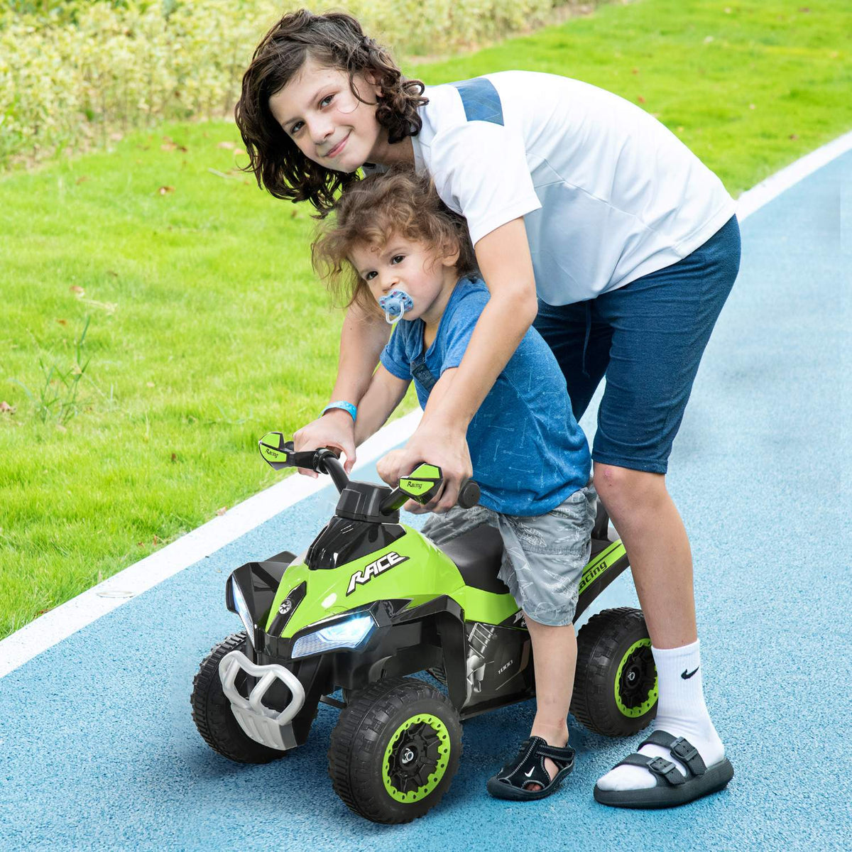 Children'S Ride-On Car Pedal Car With Feet Sliding Children'S Car Children'S Vehicle For 18-36 Months Light Music Plastic Steel Green 67.5 X 38 X 44 Cm