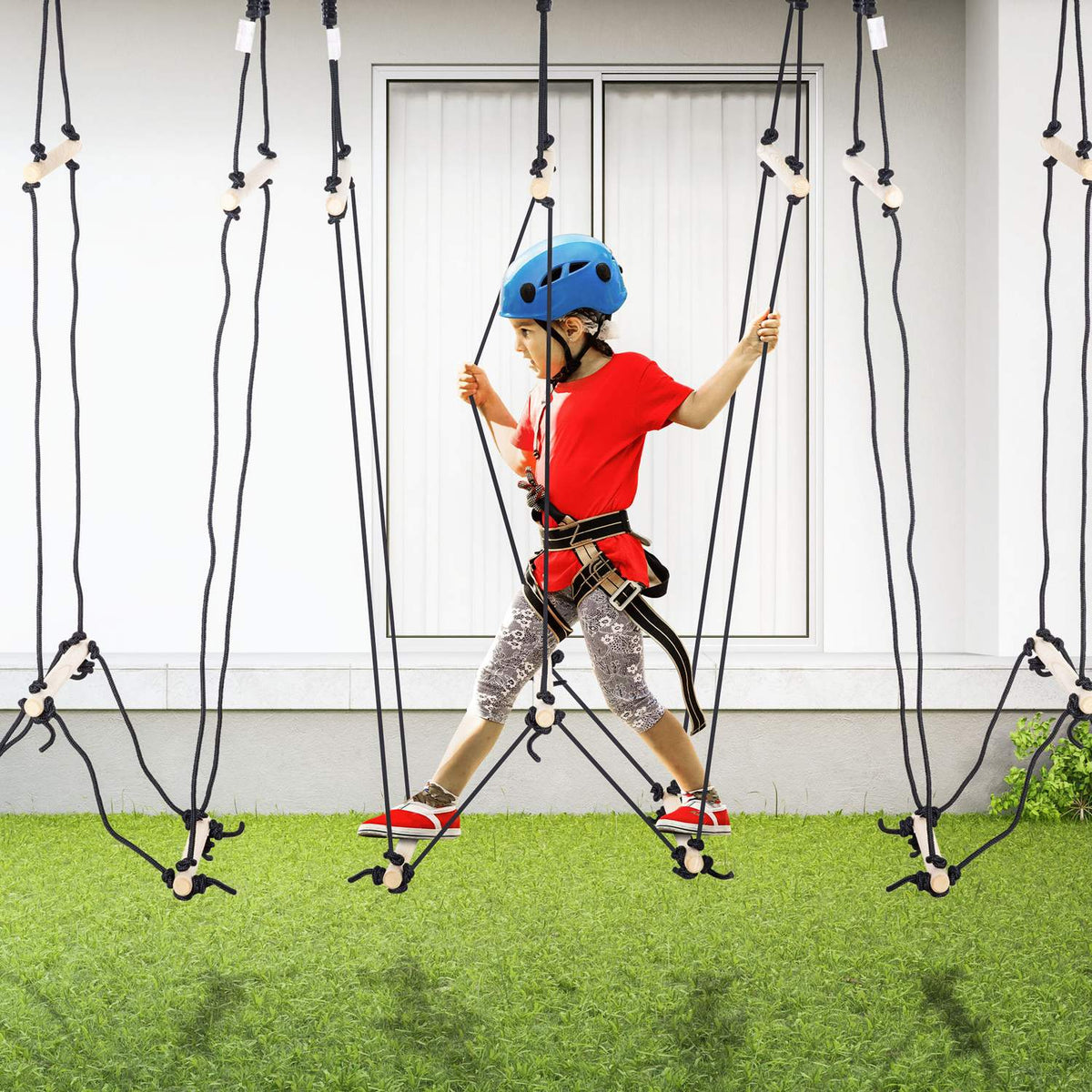Children'S Rope Ladder Rope Bridge Hanging Ladder Made Of Wood For 3-14 Years 1.65 M Load Capacity Up To 100 Kg Natural 88 X 40 X 165 Cm