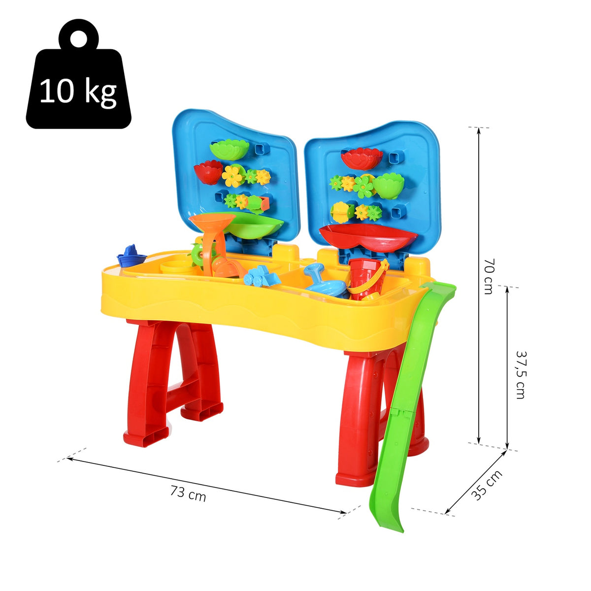 Children'S Sand And Water Play Table Sand Toys, Sandpit Table With 31 Pieces. Beach Toy Accessories, Ages 3 And Up