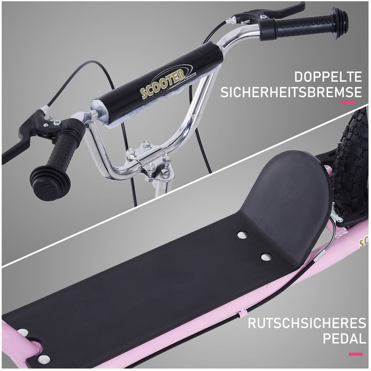 Children'S Scooter 16 Inch Scooter With Pneumatic Tires, Height-Adjustable Kick Scooter, Kick Scooter In Pink For Children Aged 5 And Over