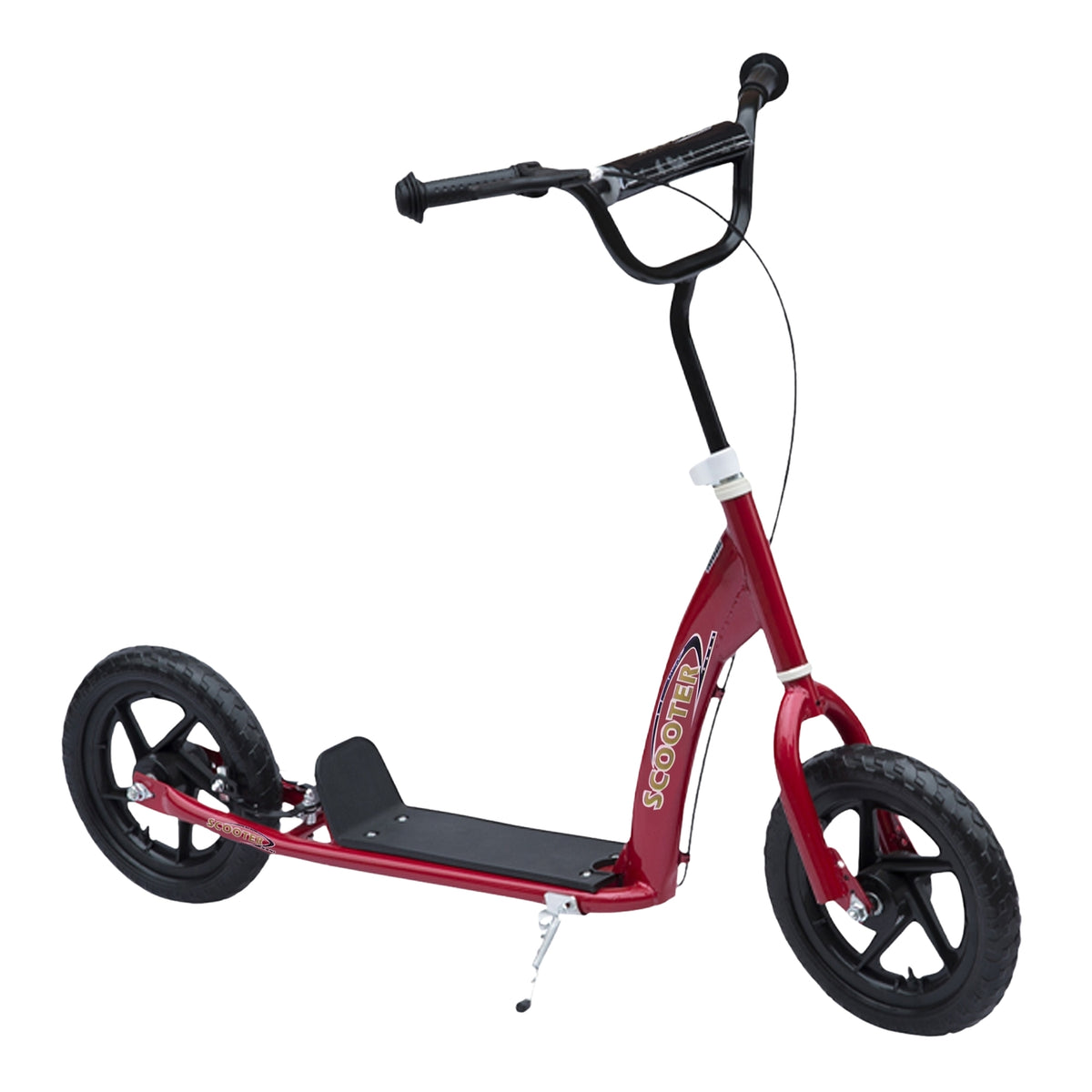 Children'S Scooter City Scooter Scooter 12 Inch With Rear Brake Height Adjustable Steel Eva Red 120 X 52 X 80-88 Cm