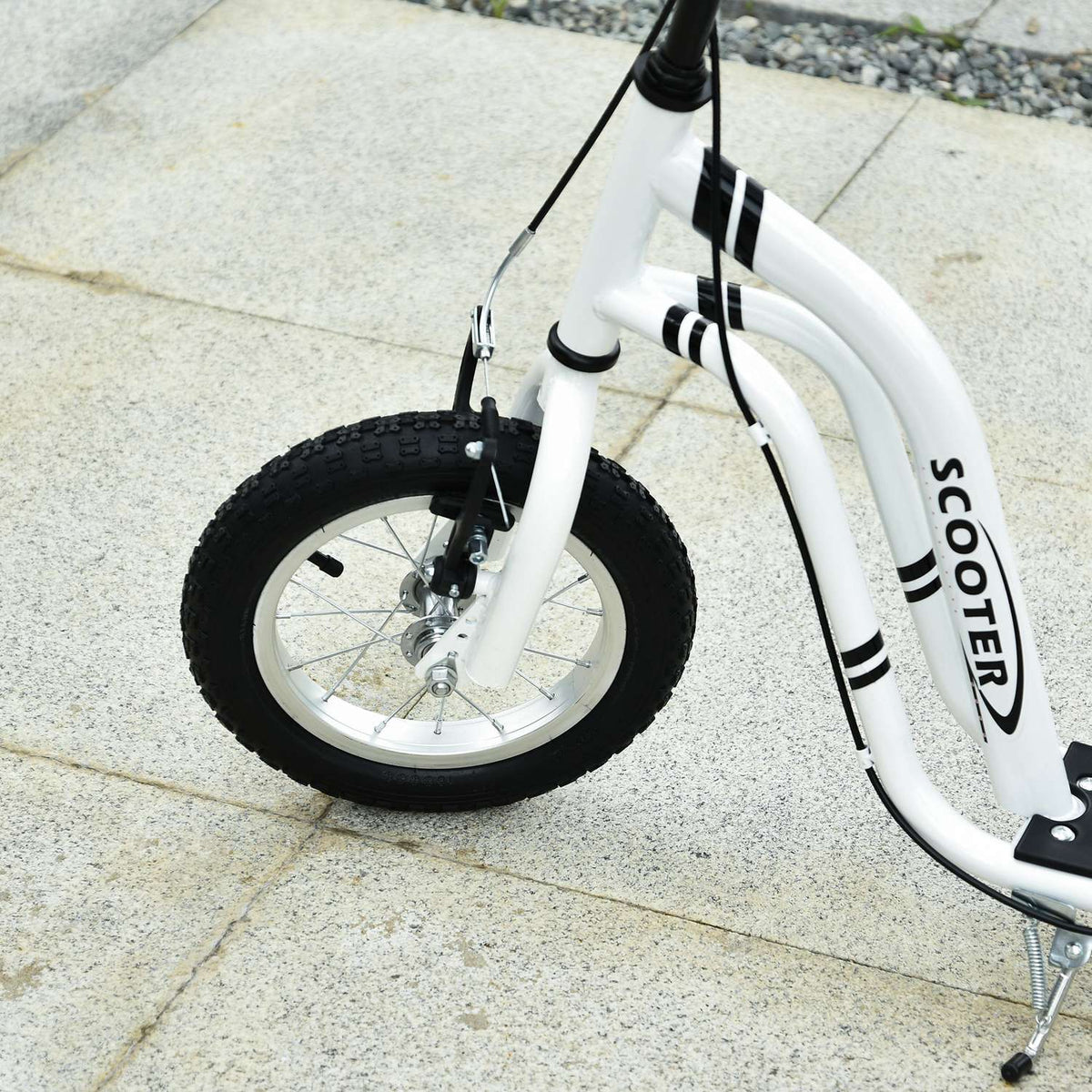 Children'S Scooter From 5 Years, Children'S Scooter, City Scooter With Pneumatic Tires, 12 Inches, Rubber, Aluminum, White