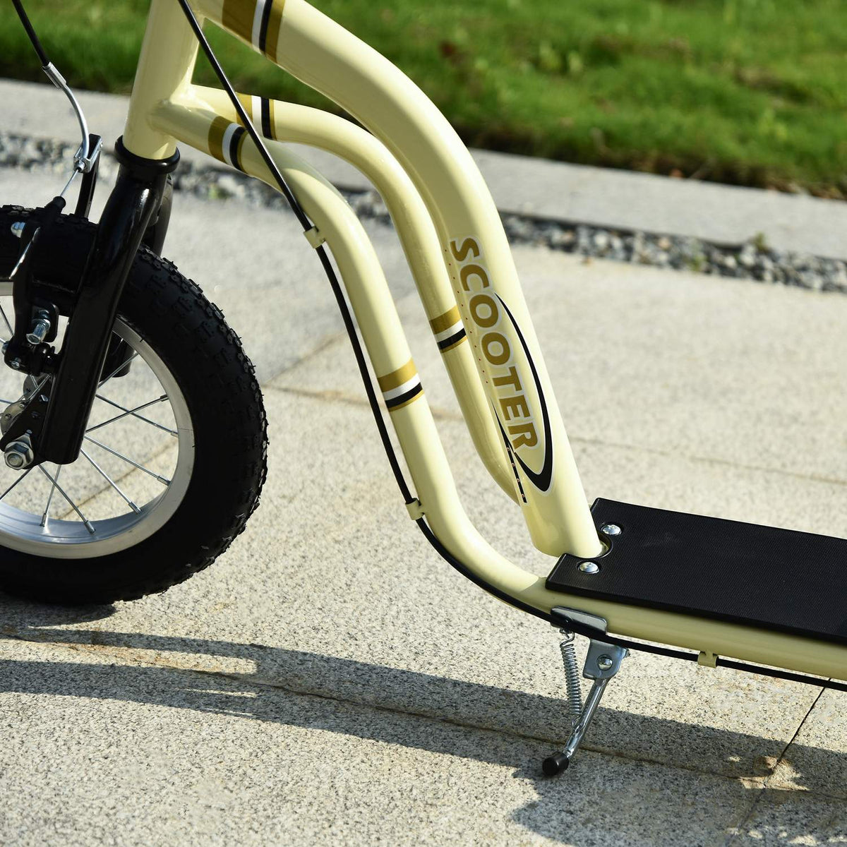 Children'S Scooter From 5 Years Old Scooter Children'S Scooter City Scooter Children'S Scooter Kickboard With Pneumatic Tires 12 Inch Rubber Aluminum Beige 120 X 58 X 85-95 Cm
