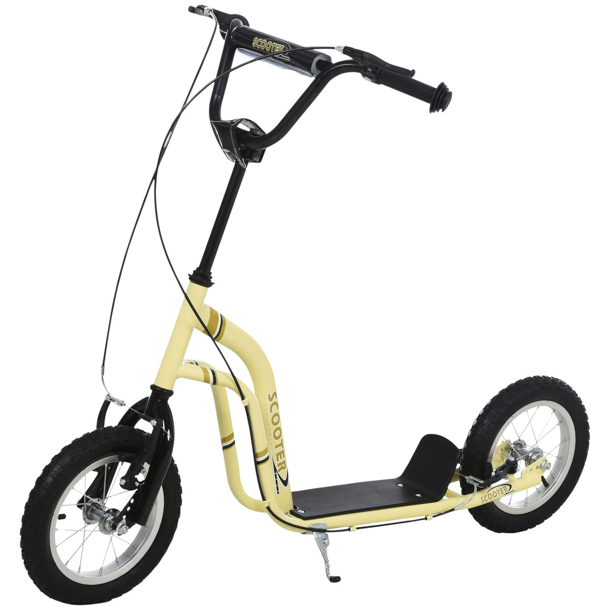Children'S Scooter From 5 Years Old Scooter Children'S Scooter City Scooter Children'S Scooter Kickboard With Pneumatic Tires 12 Inch Rubber Aluminum Beige 120 X 58 X 85-95 Cm