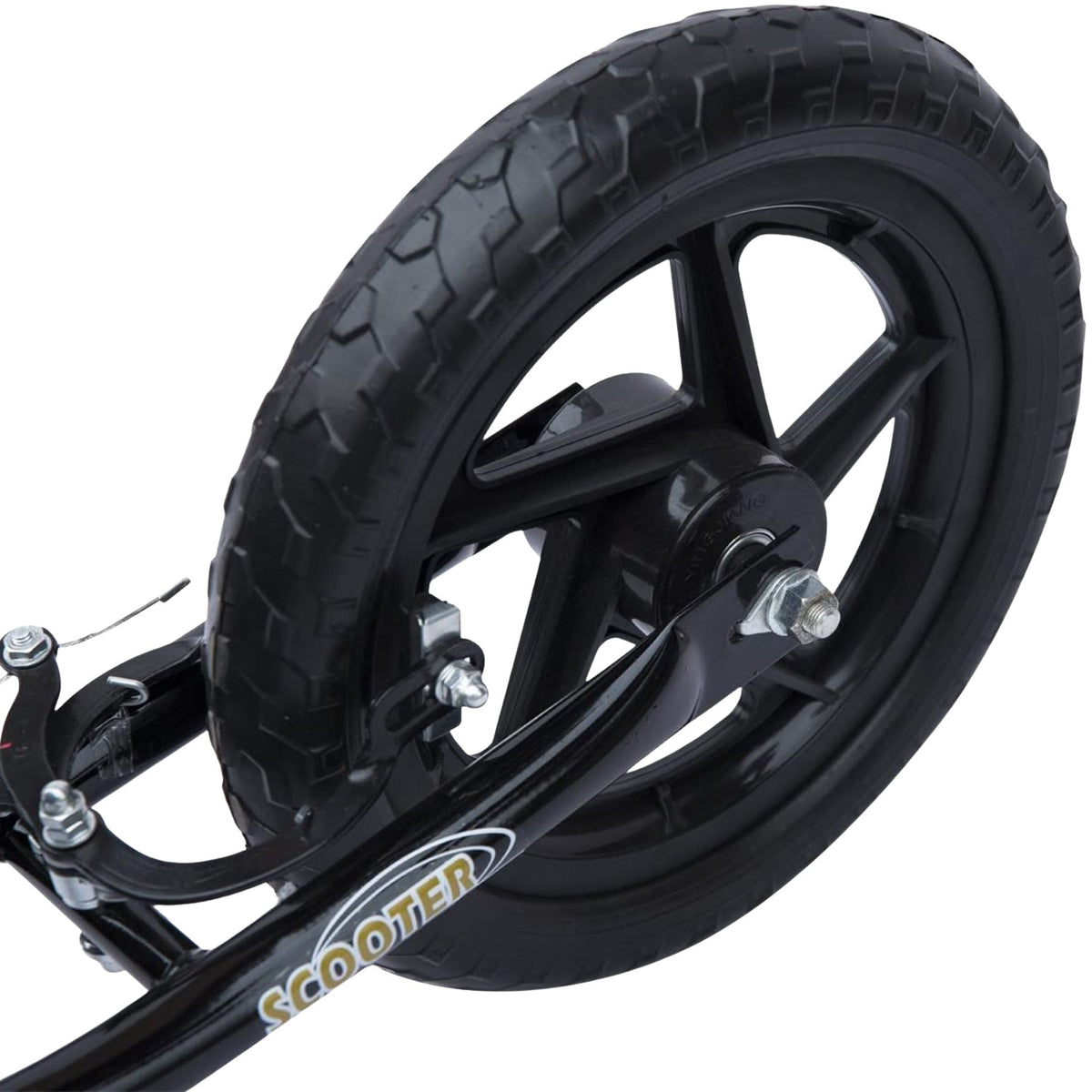 Children'S Scooter Kick Scooter 12 Inches With Rear Brake, Height-Adjustable Kick Scooter, Scooter In Black, Steel & Eva