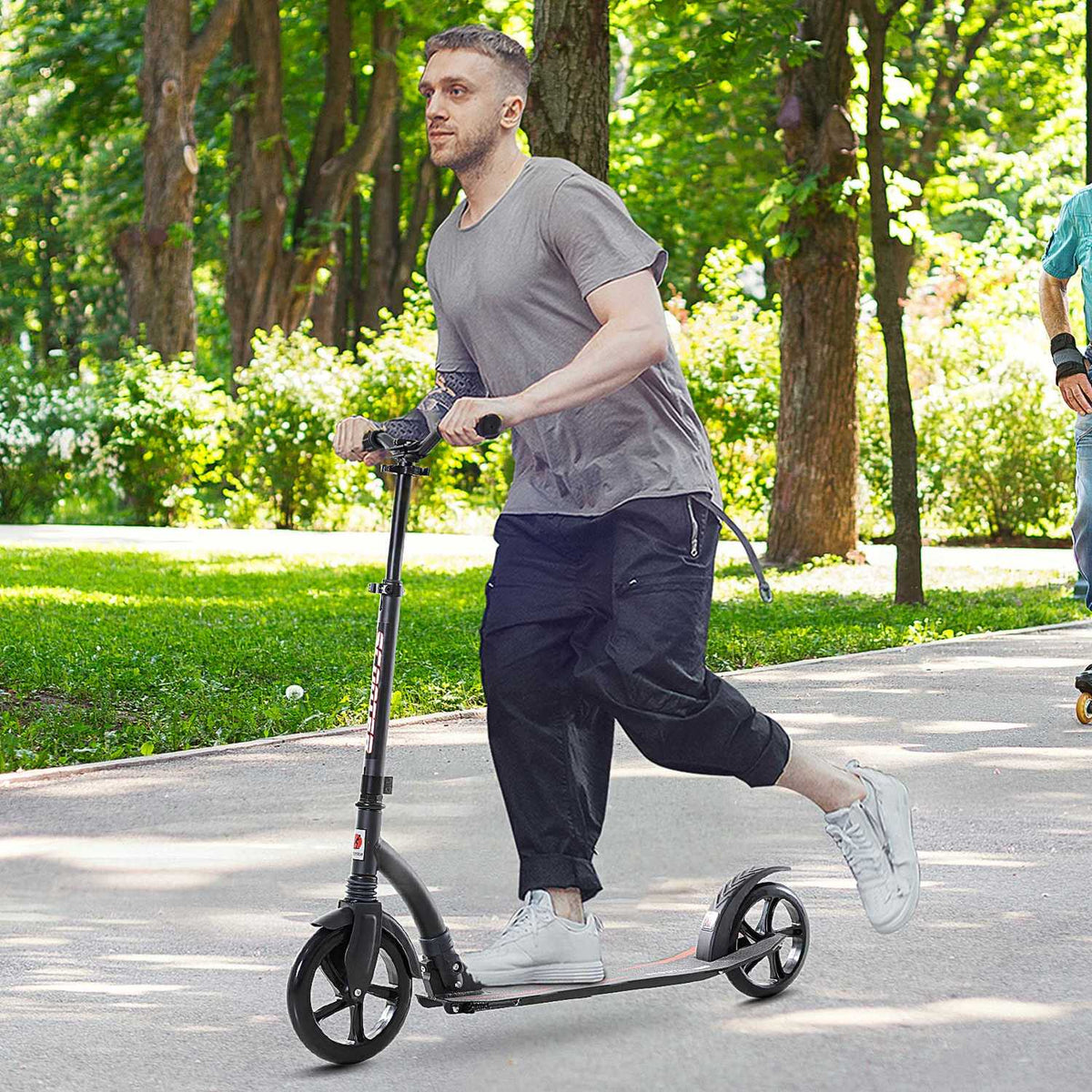 Children'S Scooter Kick Scooter With Shock Absorption, Foldable, Height Adjustable, From 14 Years, Aluminum, 92.5X37.5X87-101.5Cm