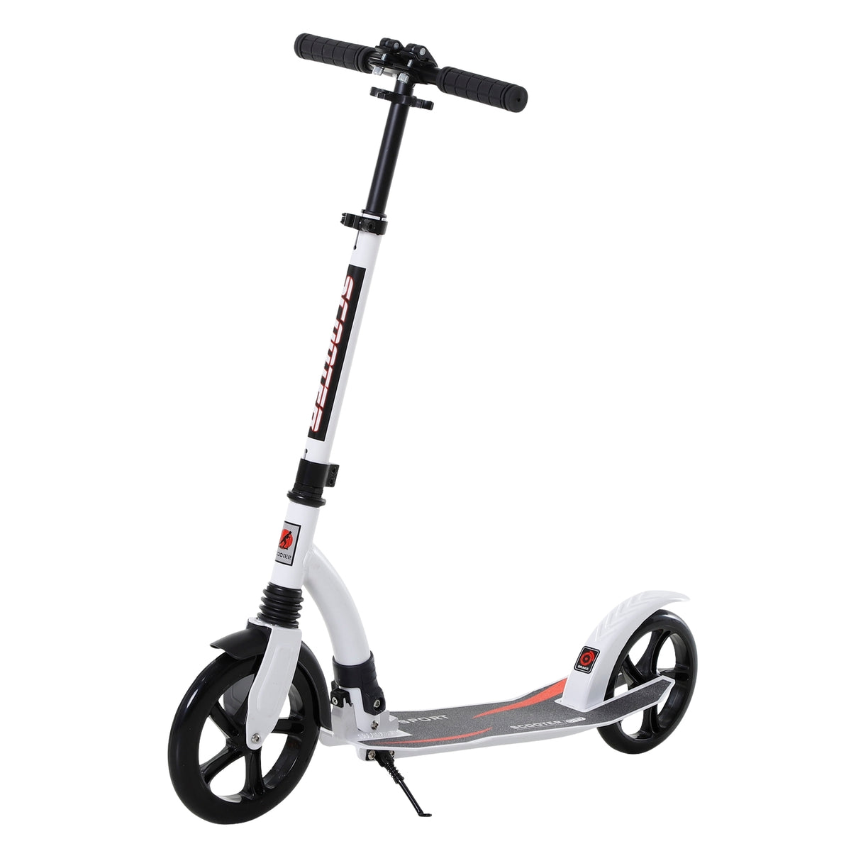 Children'S Scooter, Kick Scooter With Shock Absorption, Kick Scooter, Foldable And Height-Adjustable, From 14 Years, Aluminum, White, 92.5 X 37.5 X 87-101.5 Cm