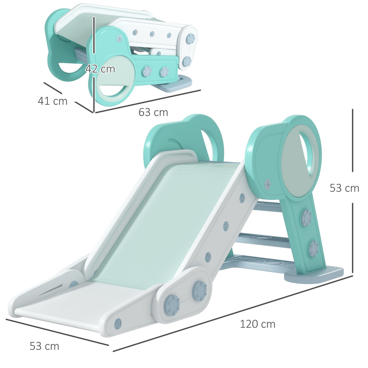 Children'S Slide, Folding Garden Slide For 1.5-3 Years, Suitable For Indoor And Outdoor Use, Green And White
