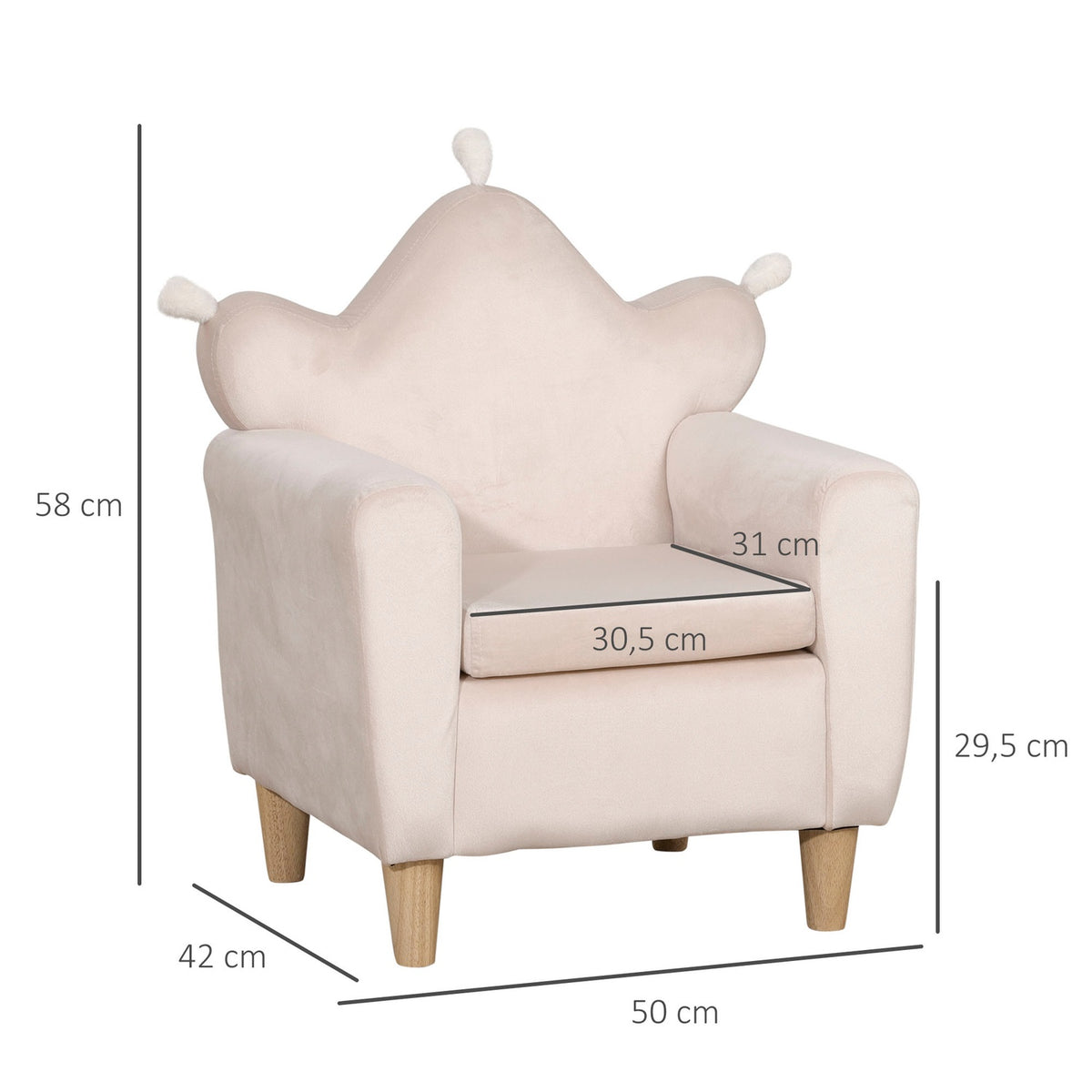 Children'S Sofa In Light Pink, Comfortable Children'S Armchair, Play Sofa, 50X42X58Cm, For Children 3-7 Years