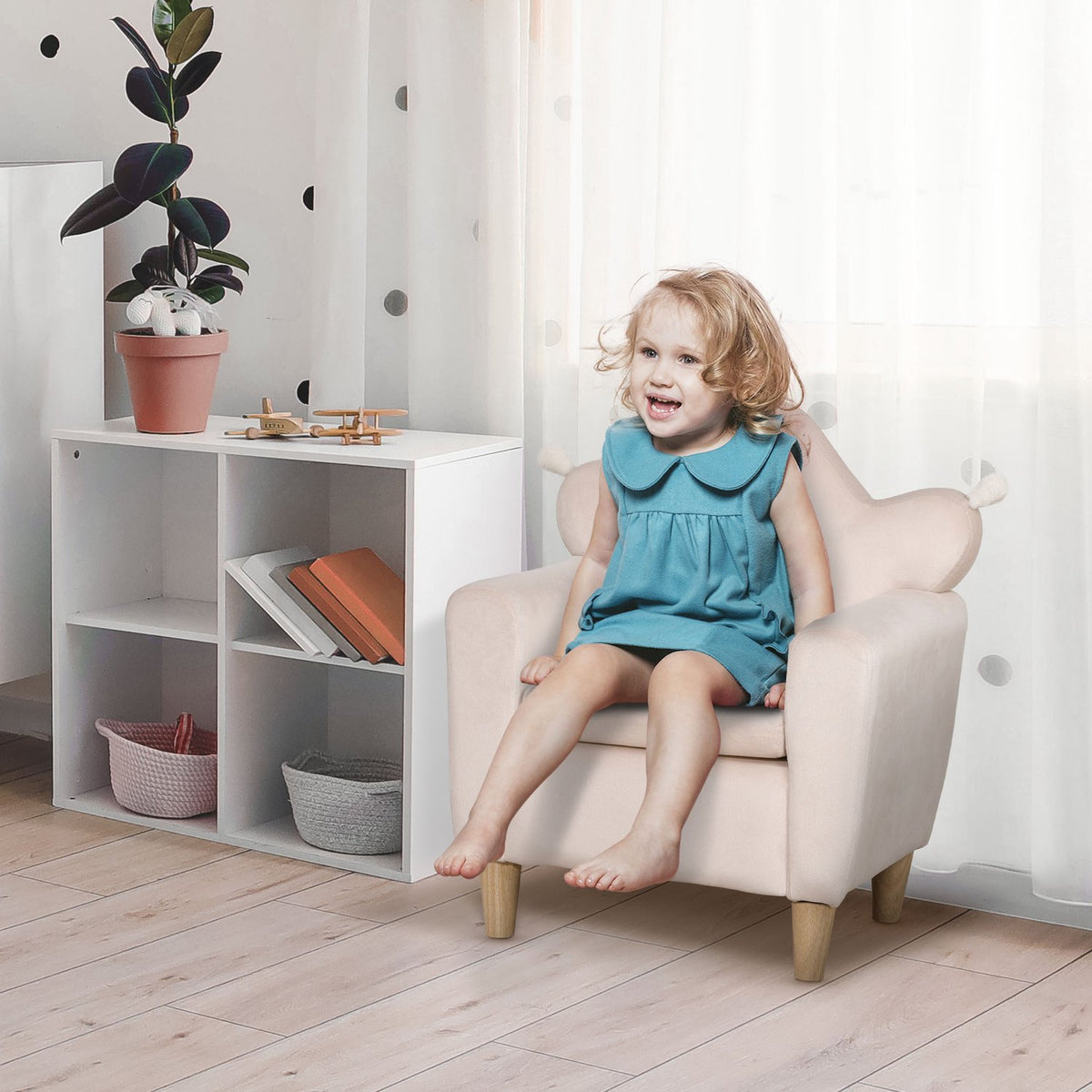 Children'S Sofa In Light Pink, Comfortable Children'S Armchair, Play Sofa, 50X42X58Cm, For Children 3-7 Years