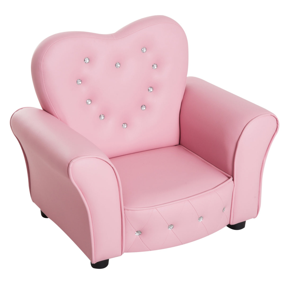 Children'S Sofa Princess Heart-Shaped Children'S Armchair In Pink, Cozy Children'S Room Sofa, L59Xw41.5Xh49Cm