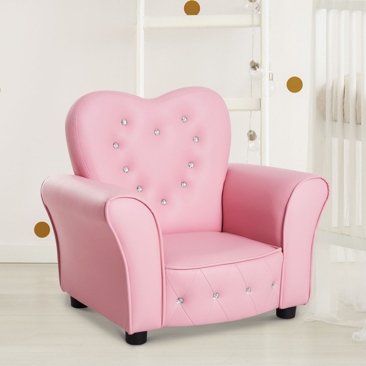 Children'S Sofa Princess Heart-Shaped Children'S Armchair In Pink, Cozy Children'S Room Sofa, L59Xw41.5Xh49Cm