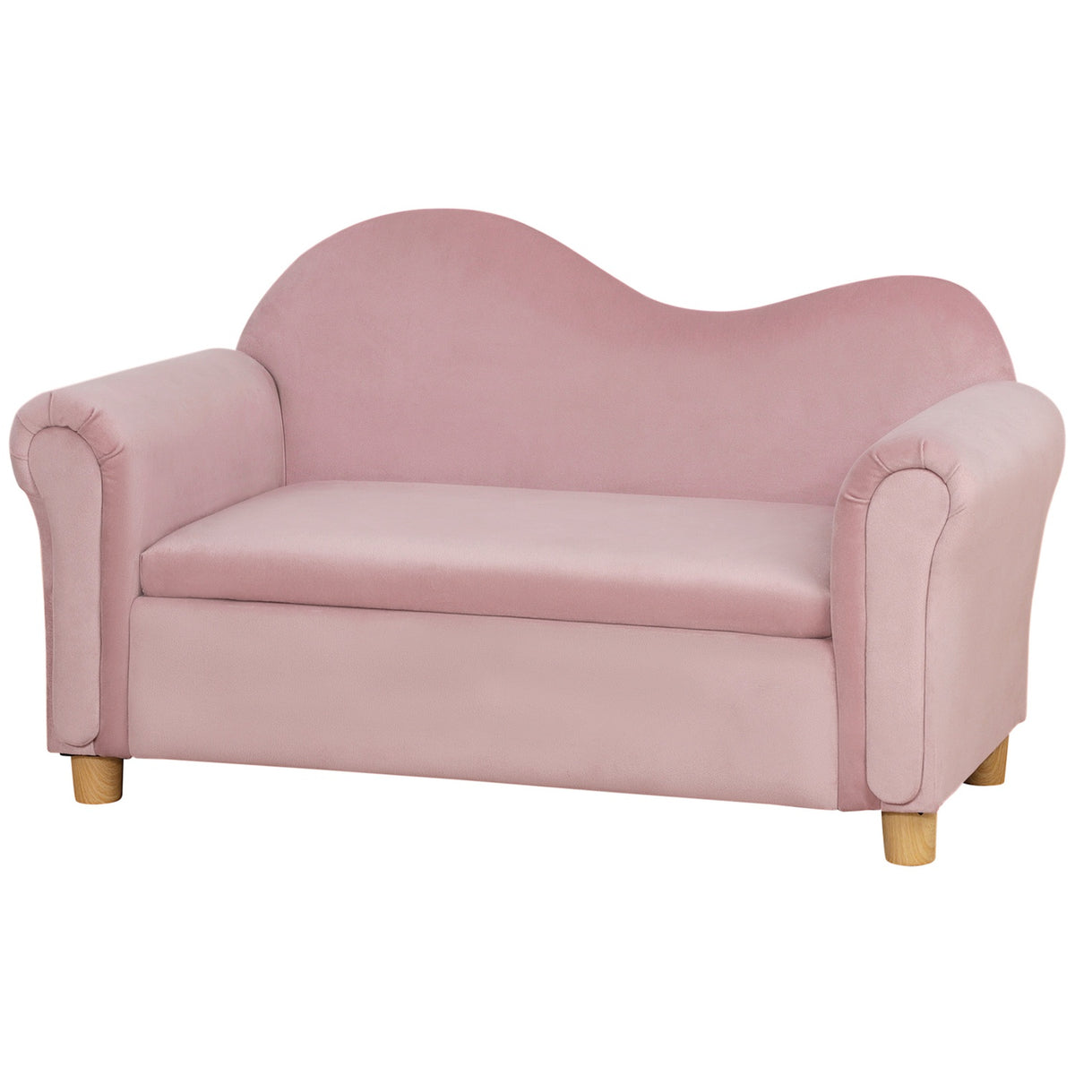 Children'S Sofa Storage Space Pink Fleece Two-Seater 3-5 Years 84X41.5X48.5Cm