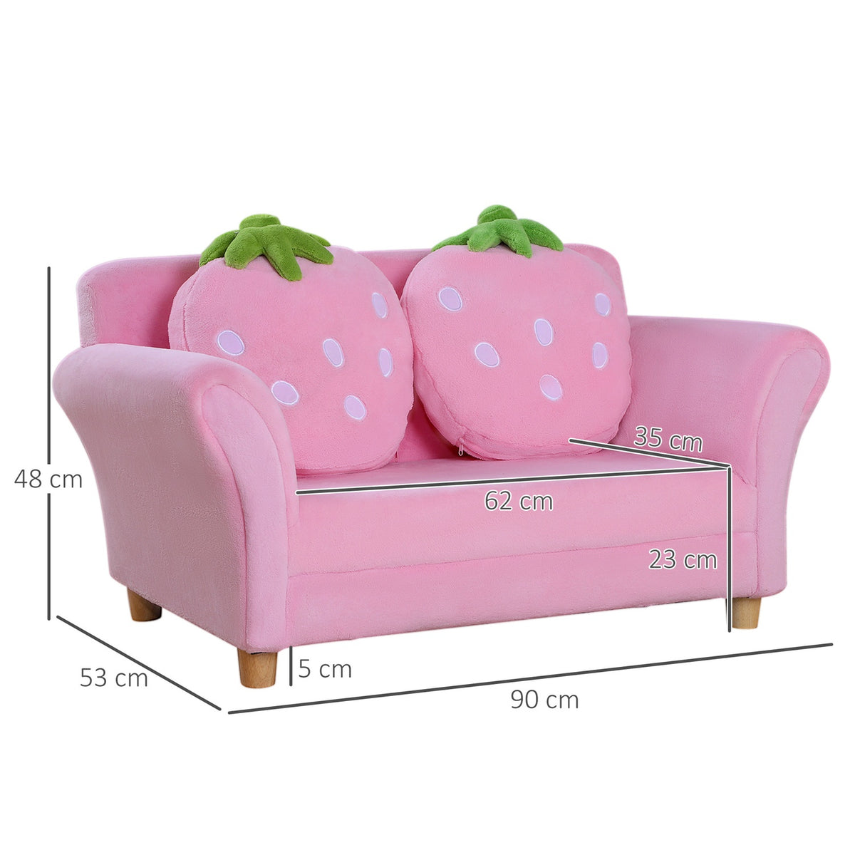 Children'S Sofa Strawberry Cozy Sofa & Armchair For Children'S Room, Soft Sofa, Double Sofa, Single Sofa, Children'S Chair