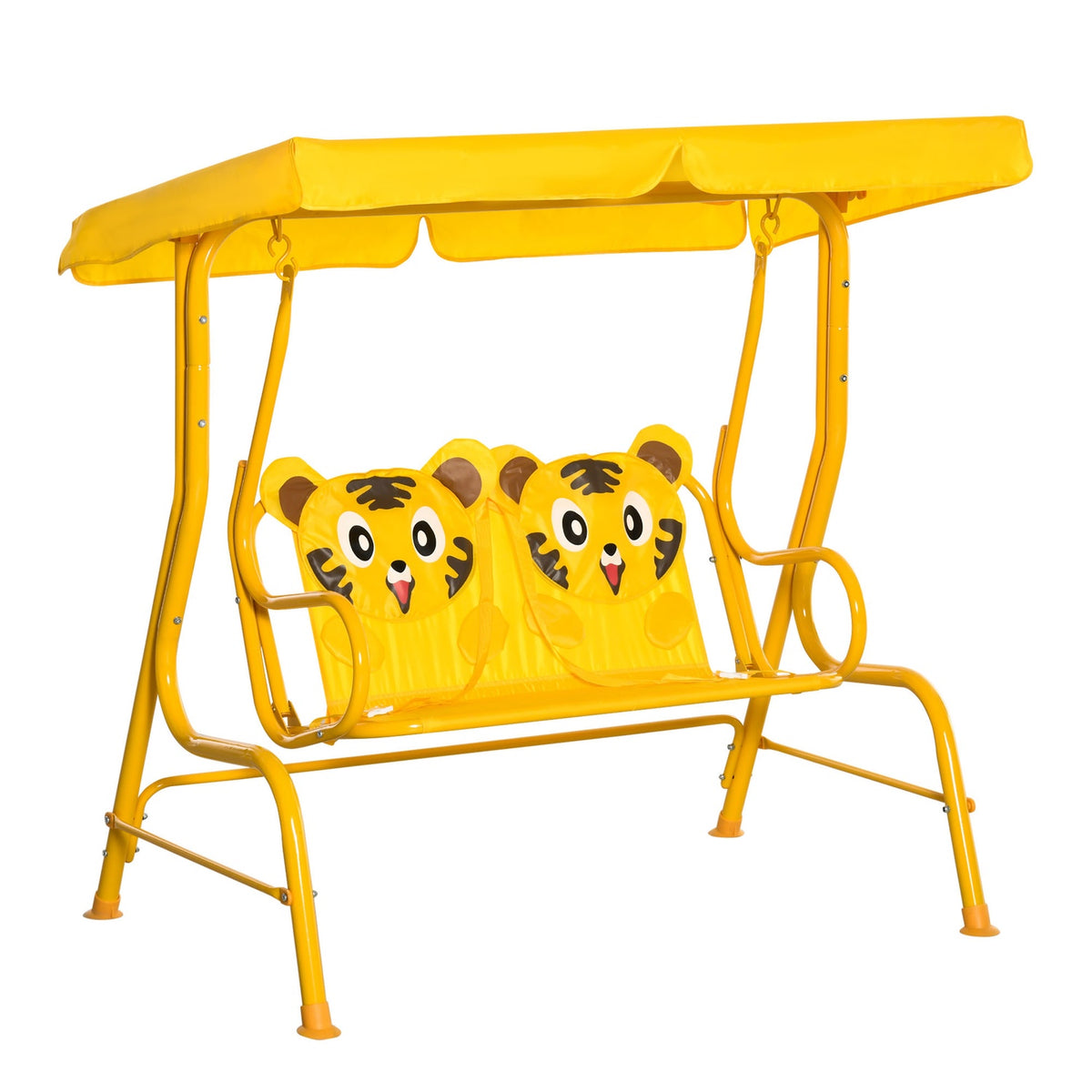 Children'S Swing 2-Seater Hollywood Swing Sun Canopy Garden Swing Metal Yellow 110X74X113Cm