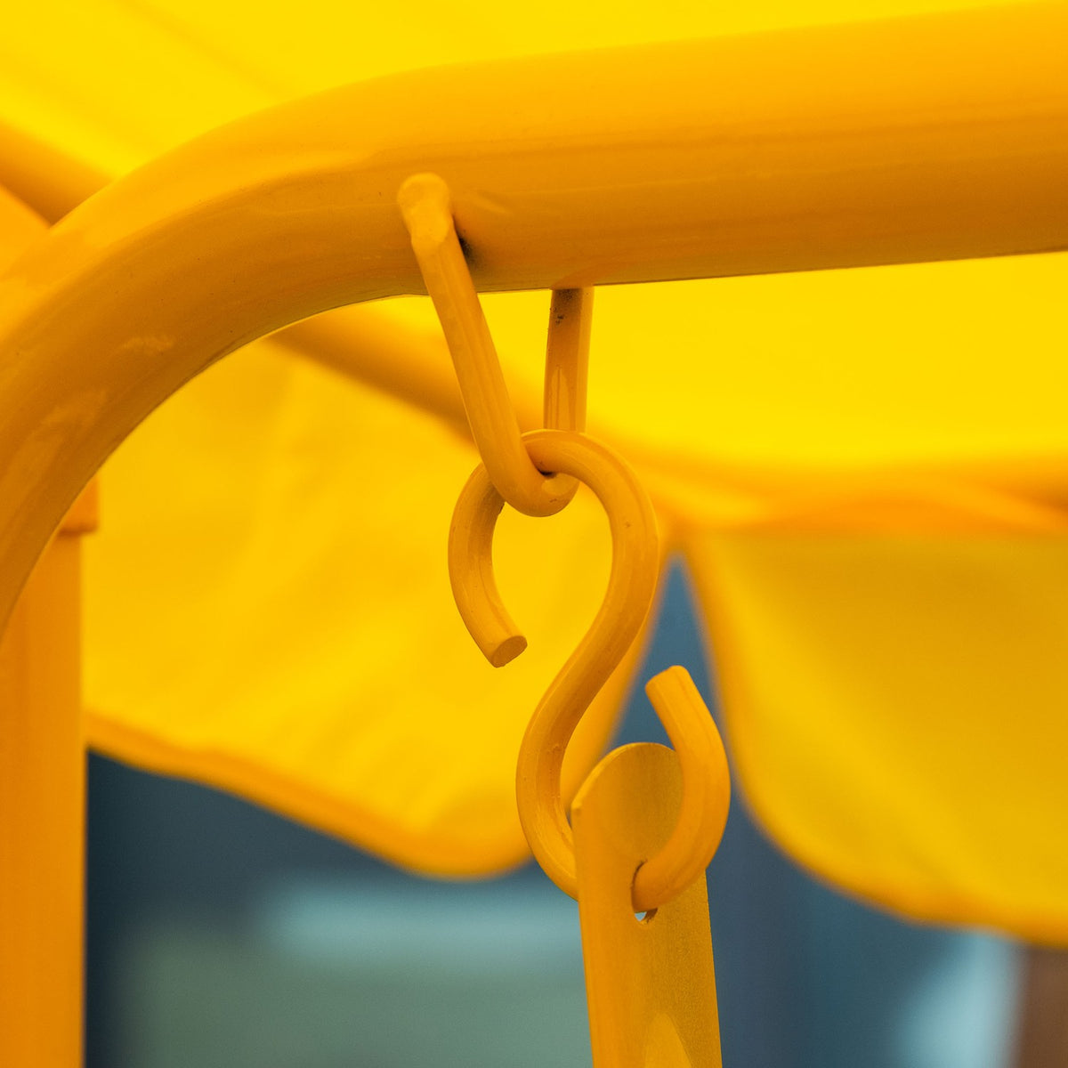 Children'S Swing 2-Seater Hollywood Swing Sun Canopy Garden Swing Metal Yellow 110X74X113Cm