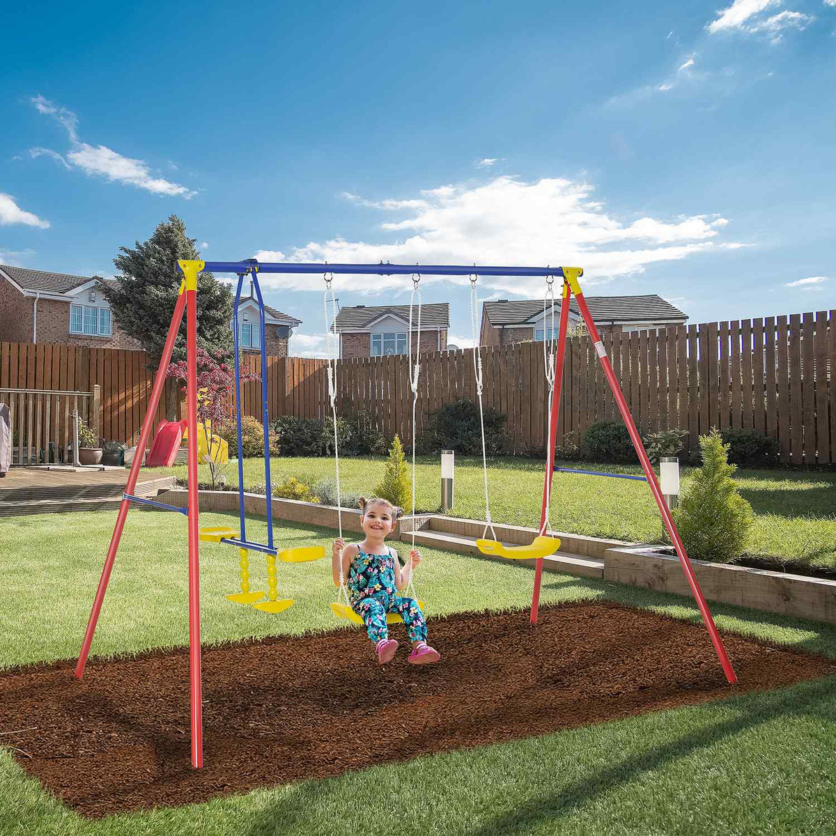Children'S Swing 2 Swings Rocker Height Adjustable 3-5 Years 290X180X196Cm