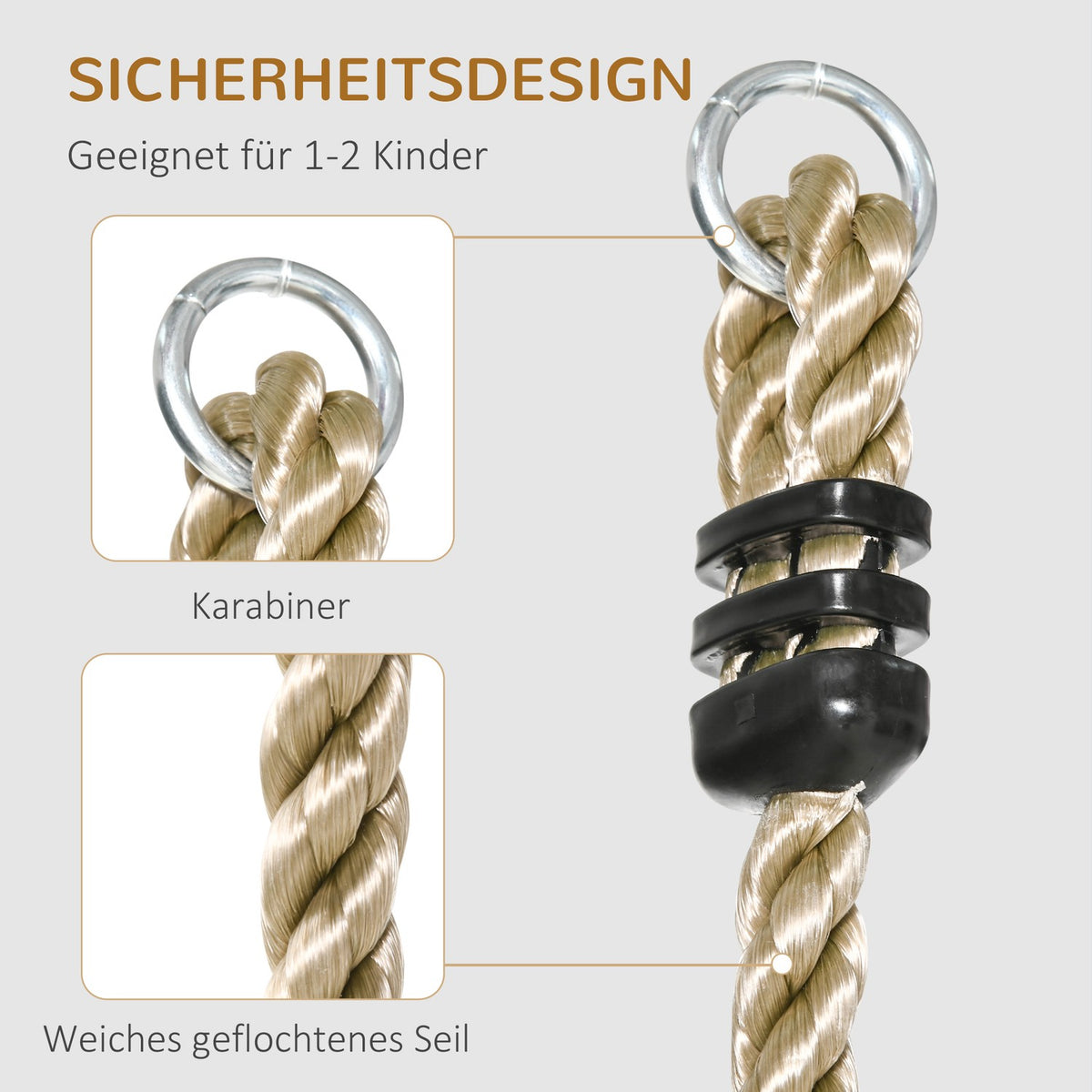 Children'S Swing Climbing Rope With Wooden Treads, 2 M Tree Climbing, Outdoor Game For 3-14 Years