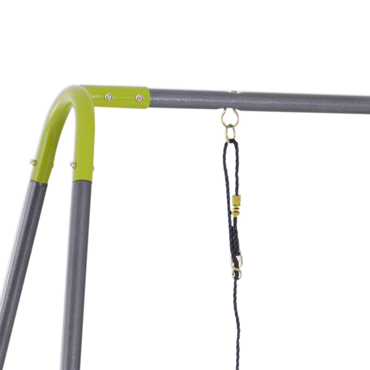 Children'S Swing, Double Swing With Metal Frame And Rocker, For 3-10 Years, Up To 3 Children, Garden Swing