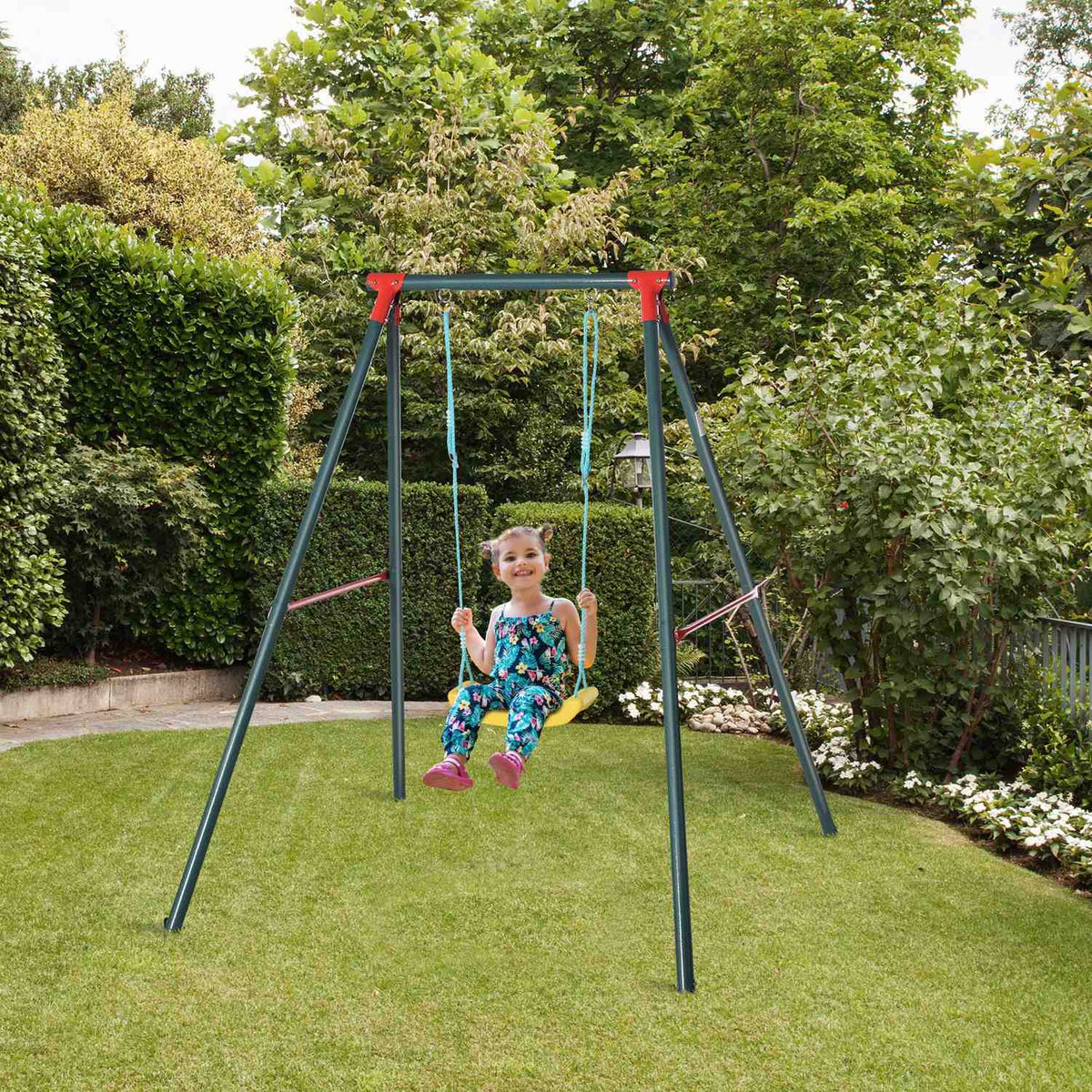 Children'S Swing Garden Swing With Metal Frame, For 6-12 Years, 155X160X180Cm