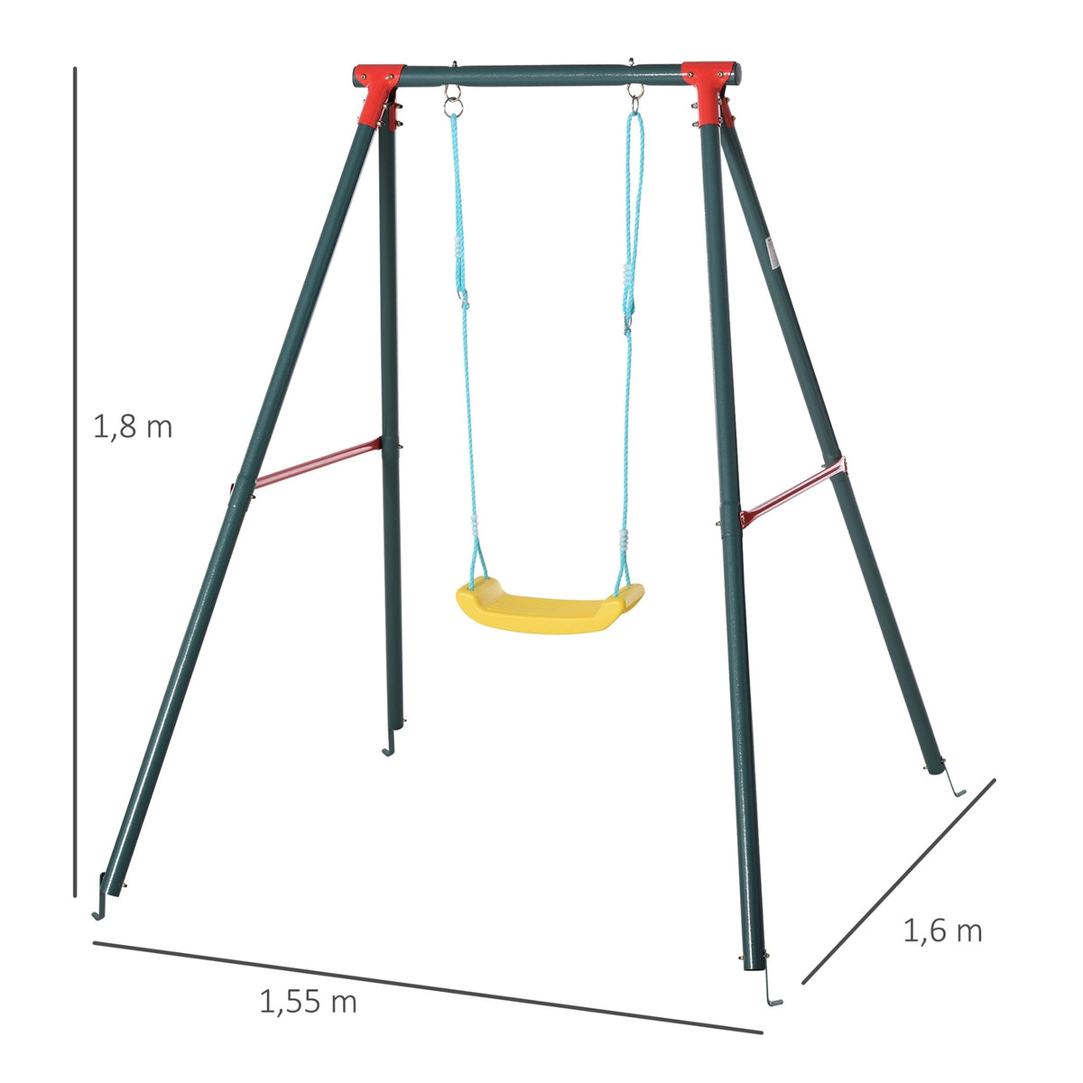 Children'S Swing Garden Swing With Metal Frame, For 6-12 Years, 155X160X180Cm