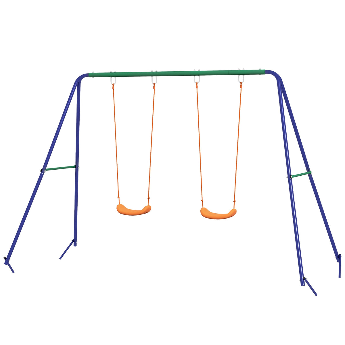 Children'S Swing Set, Swing Frame With 2 Swings, Swing Frame, Garden Swing For Two Children 3-8 Years, Steel, 2.69 X 1.6 X 1.8 M