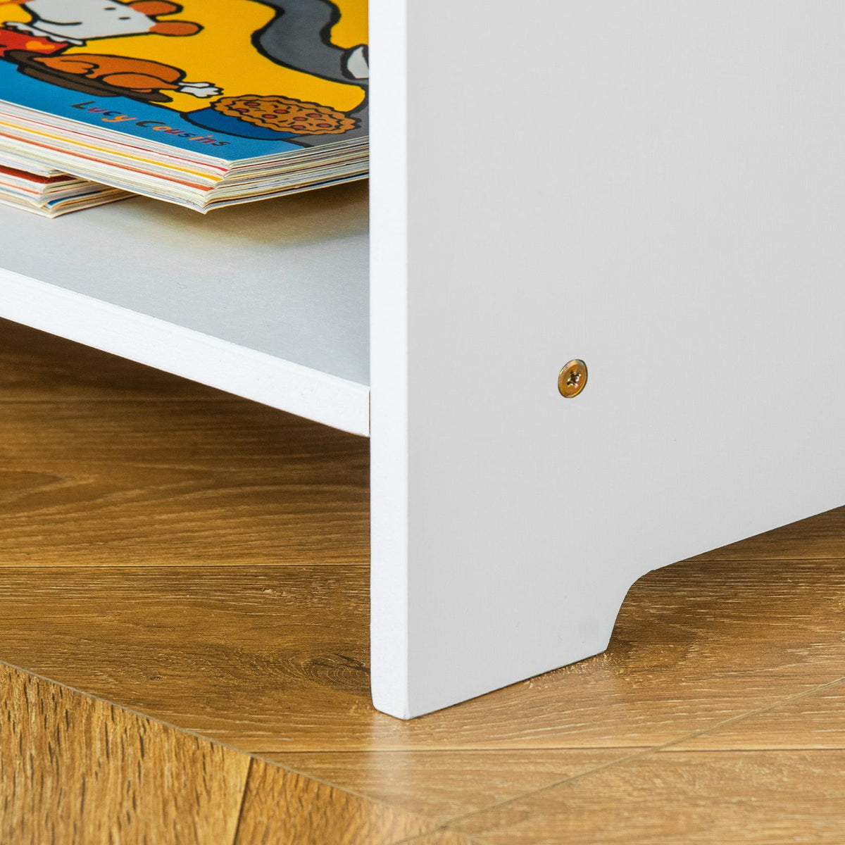 Children'S Table With Storage Space & 2 Storage Baskets, Wood, Non-Woven Fabric, White + Gray, 71X48X49Cm