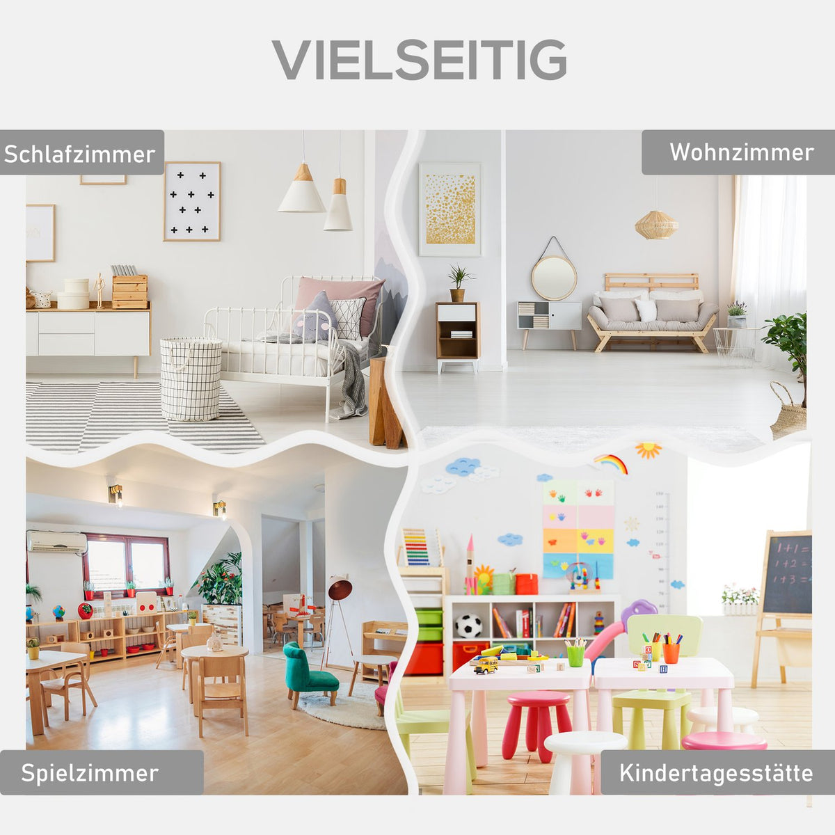 Children'S Table With Storage Space & 2 Storage Baskets, Wood, Non-Woven Fabric, White + Gray, 71X48X49Cm