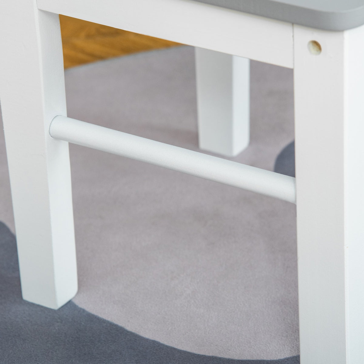 Children'S Table With Storage Space & 2 Storage Baskets, Wood, Non-Woven Fabric, White + Gray, 71X48X49Cm