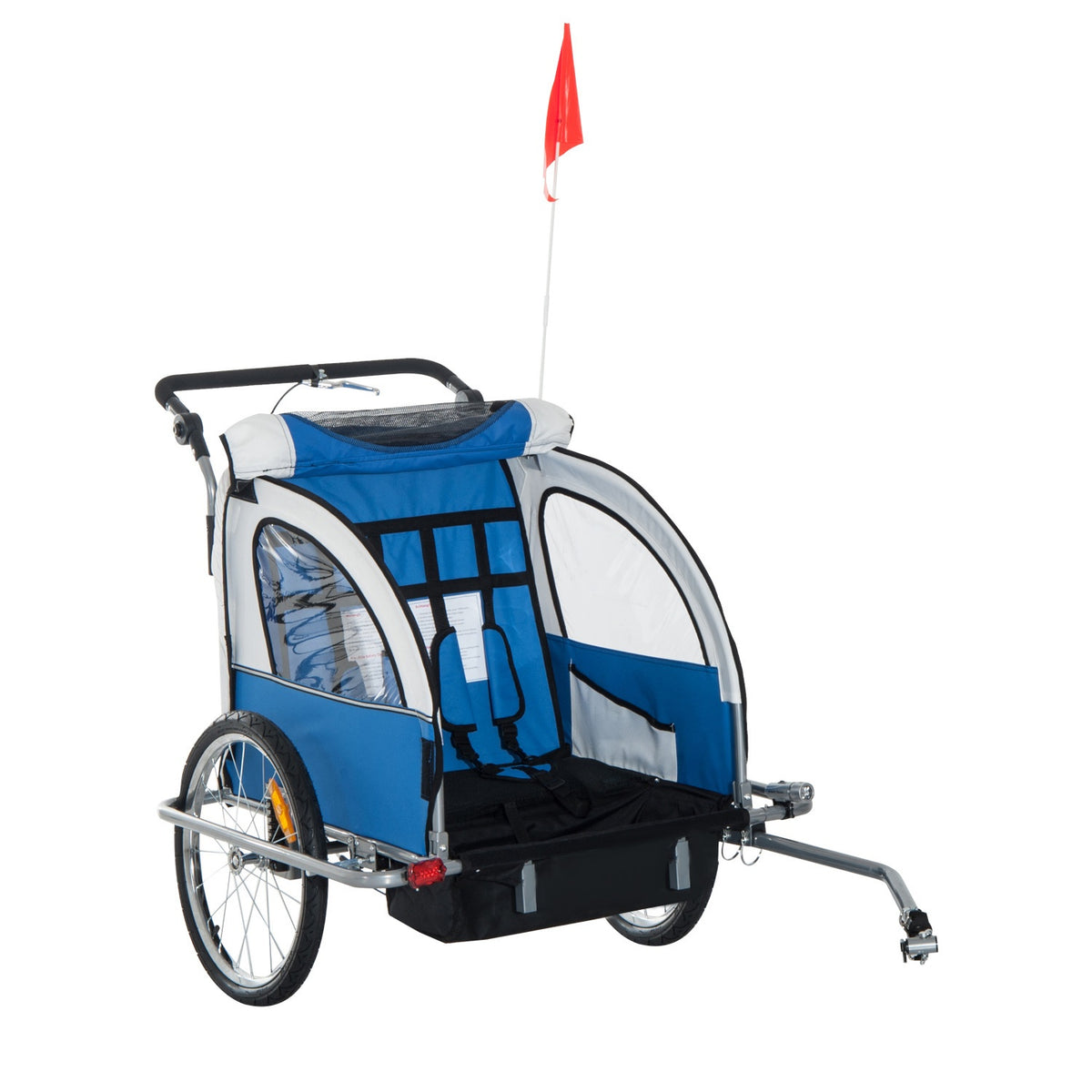 Children'S Trailer Bicycle Trailer Flag, Rain Cover, Breathable, Oxford Fabric, Blue, 155X88X108Cm