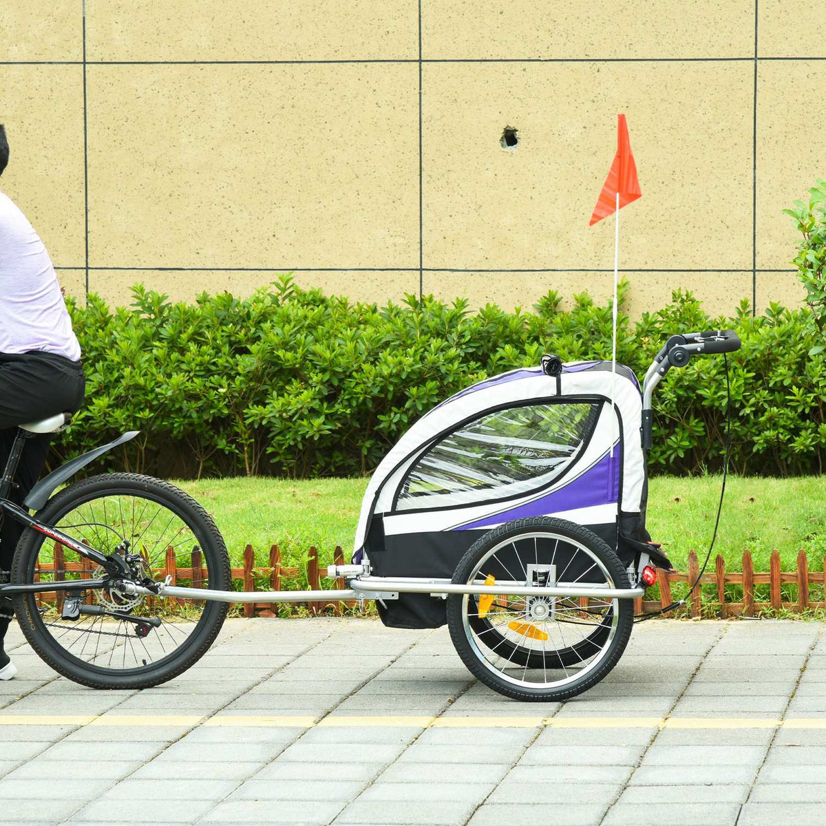 Children'S Trailer Children'S Trailer Bicycle Trailer For 2 Children With Rain Cover Breathable Purple + Black 155 X 88 X 108 Cm