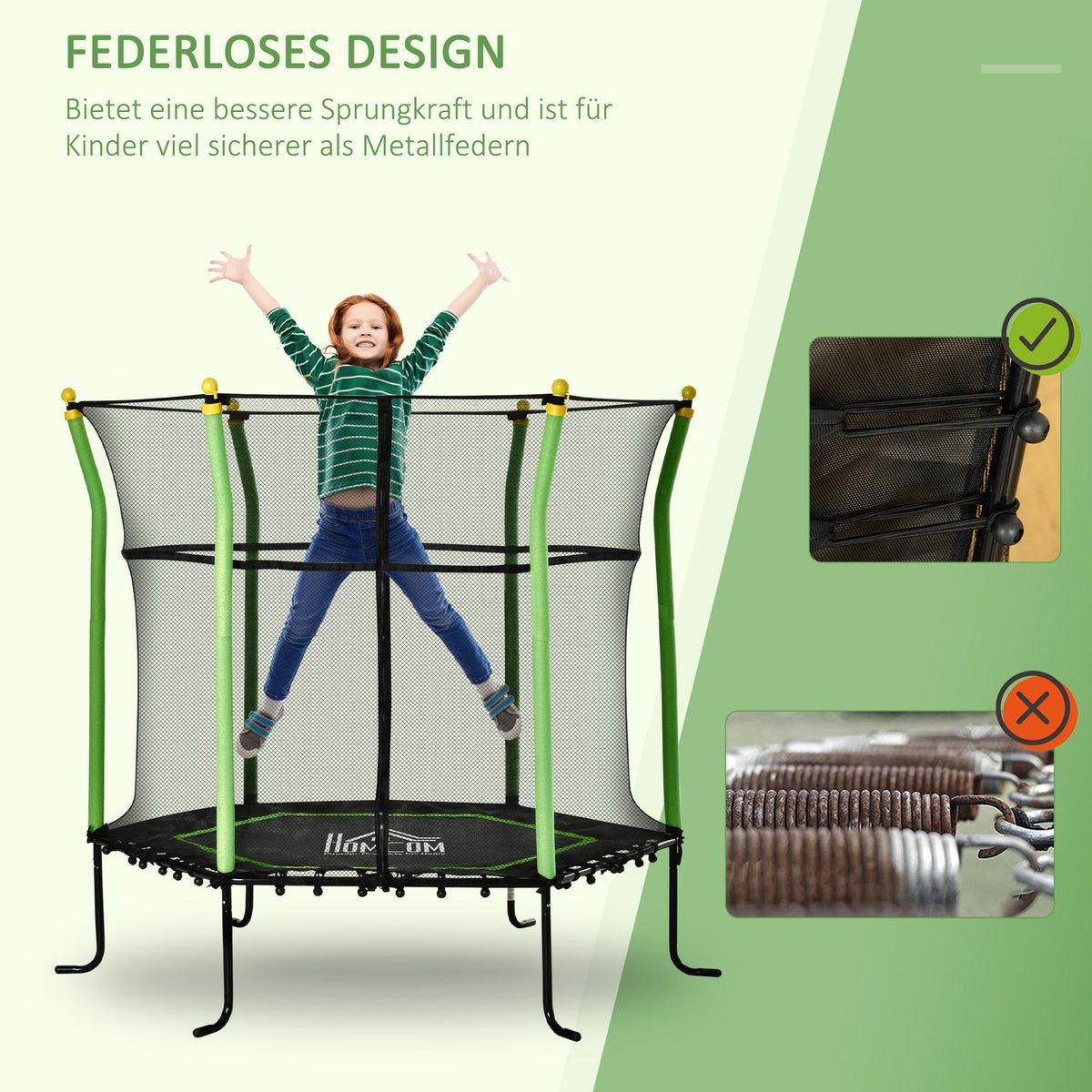 Children'S Trampoline 5.3Ft Garden Trampoline With Safety Net & Net Cover, Rubber Rope, Steel, 163.5H Cm, Up To 60 Kg
