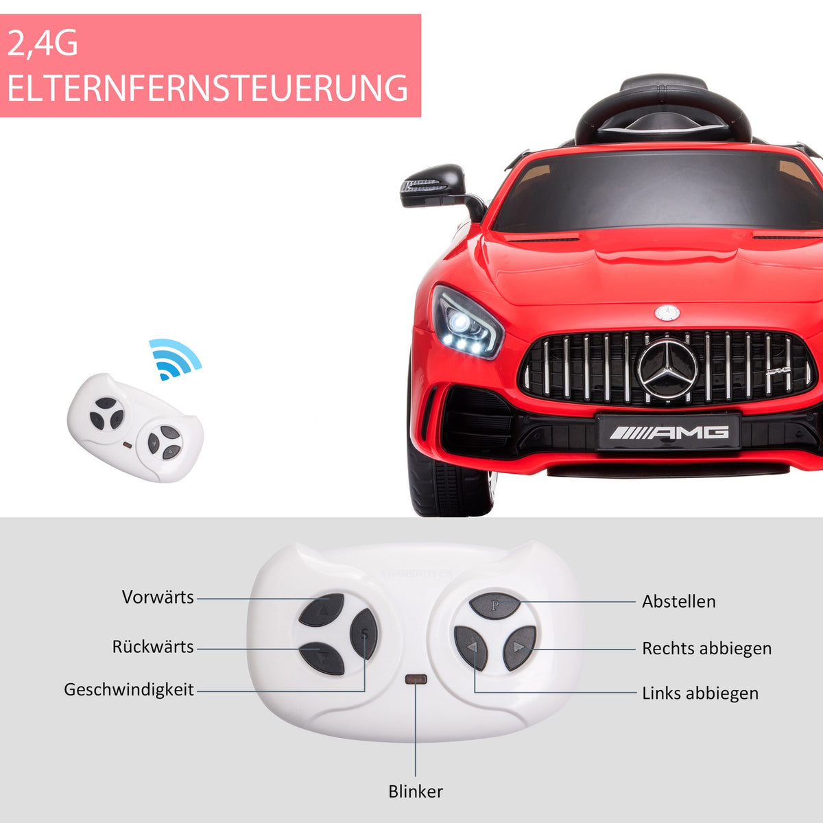 Children'S Vehicle Gtr Electric Car With Music (Mp3/Usb), Light & Remote Control, 3-5 Years, Pp & Metal, Red, 105X58X45Cm