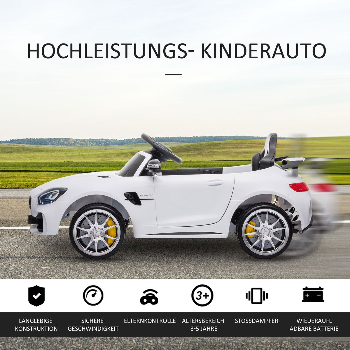 Children'S Vehicle Gtr Electric Car With Remote Control Music (Mp3/Usb) Light 3-5 Years Pp Metal White 105 X 58 X 45 Cm