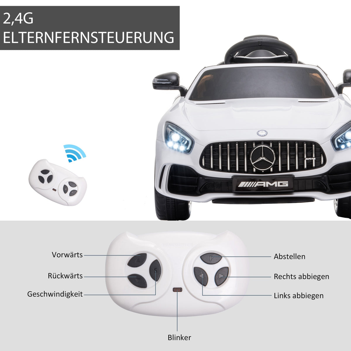 Children'S Vehicle Gtr Electric Car With Remote Control Music (Mp3/Usb) Light 3-5 Years Pp Metal White 105 X 58 X 45 Cm