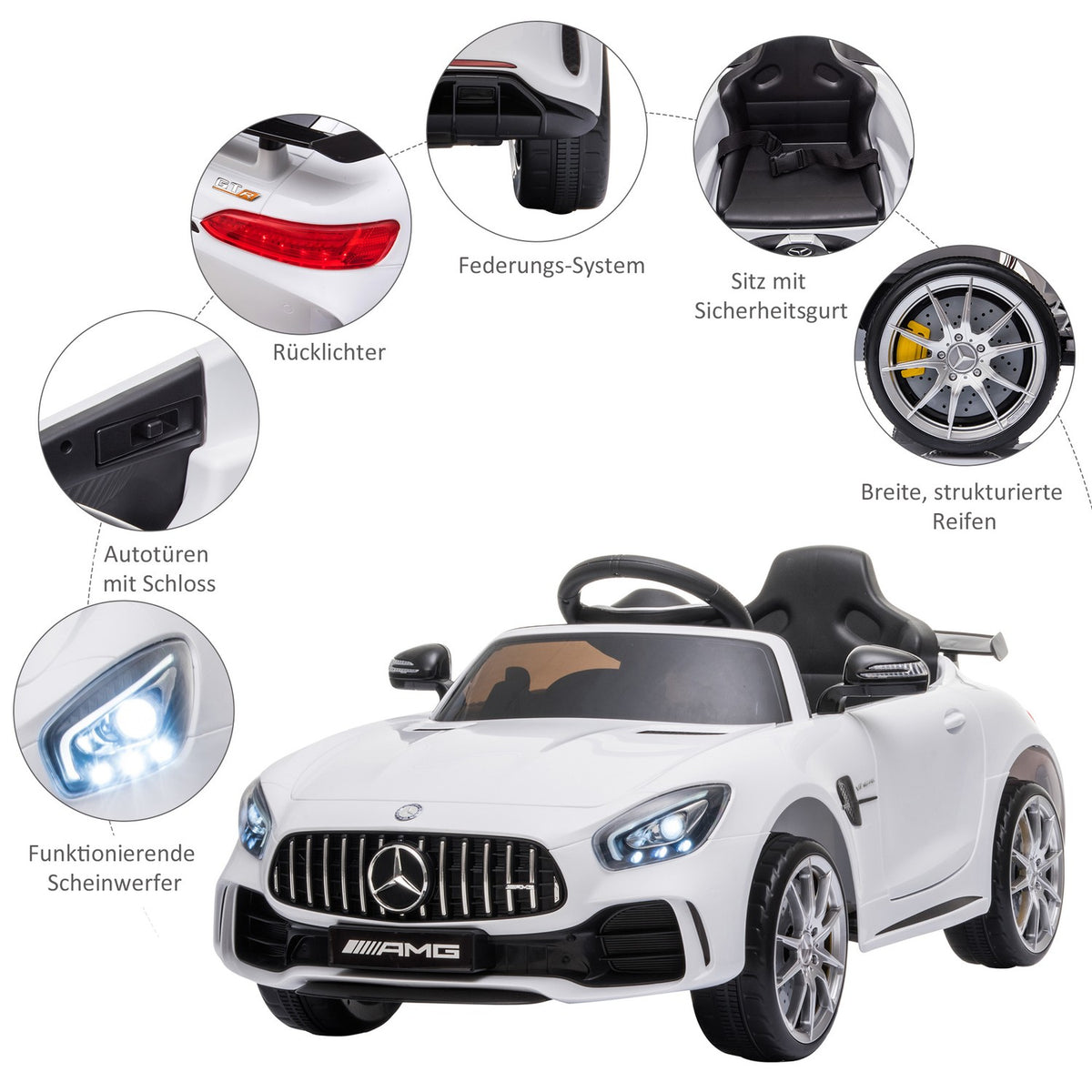 Children'S Vehicle Gtr Electric Car With Remote Control Music (Mp3/Usb) Light 3-5 Years Pp Metal White 105 X 58 X 45 Cm