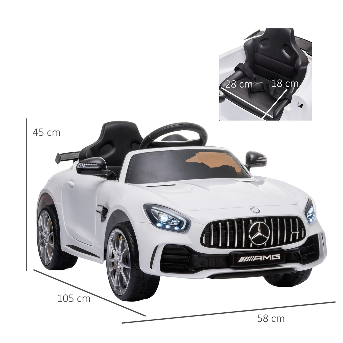 Children'S Vehicle Gtr Electric Car With Remote Control Music (Mp3/Usb) Light 3-5 Years Pp Metal White 105 X 58 X 45 Cm