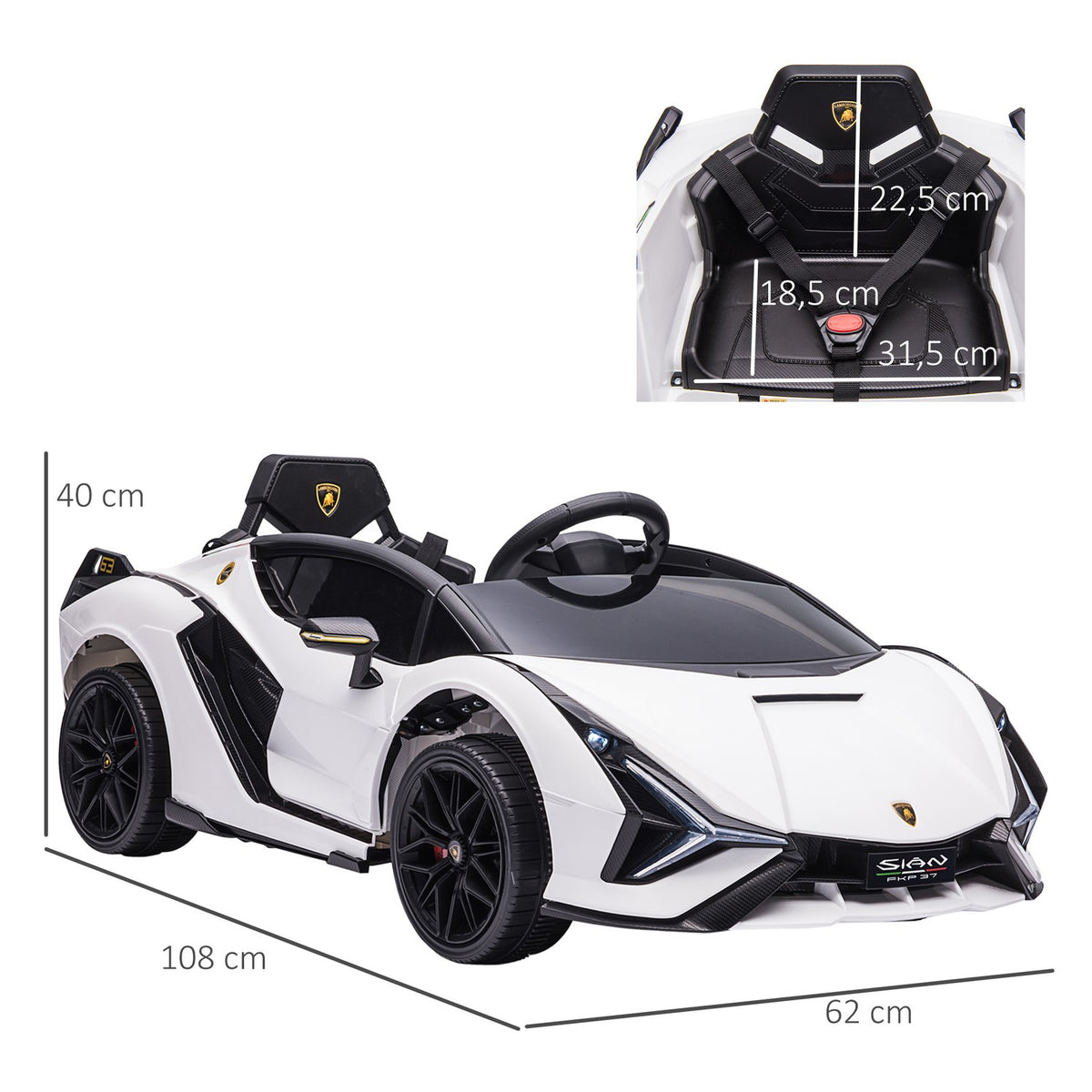 Children'S Vehicle Sian Suv 2 Driving Modes, Electric Car With Remote Control, Extra Wide Tires, Music (Mp3/Usb), Light, 37-60 Months