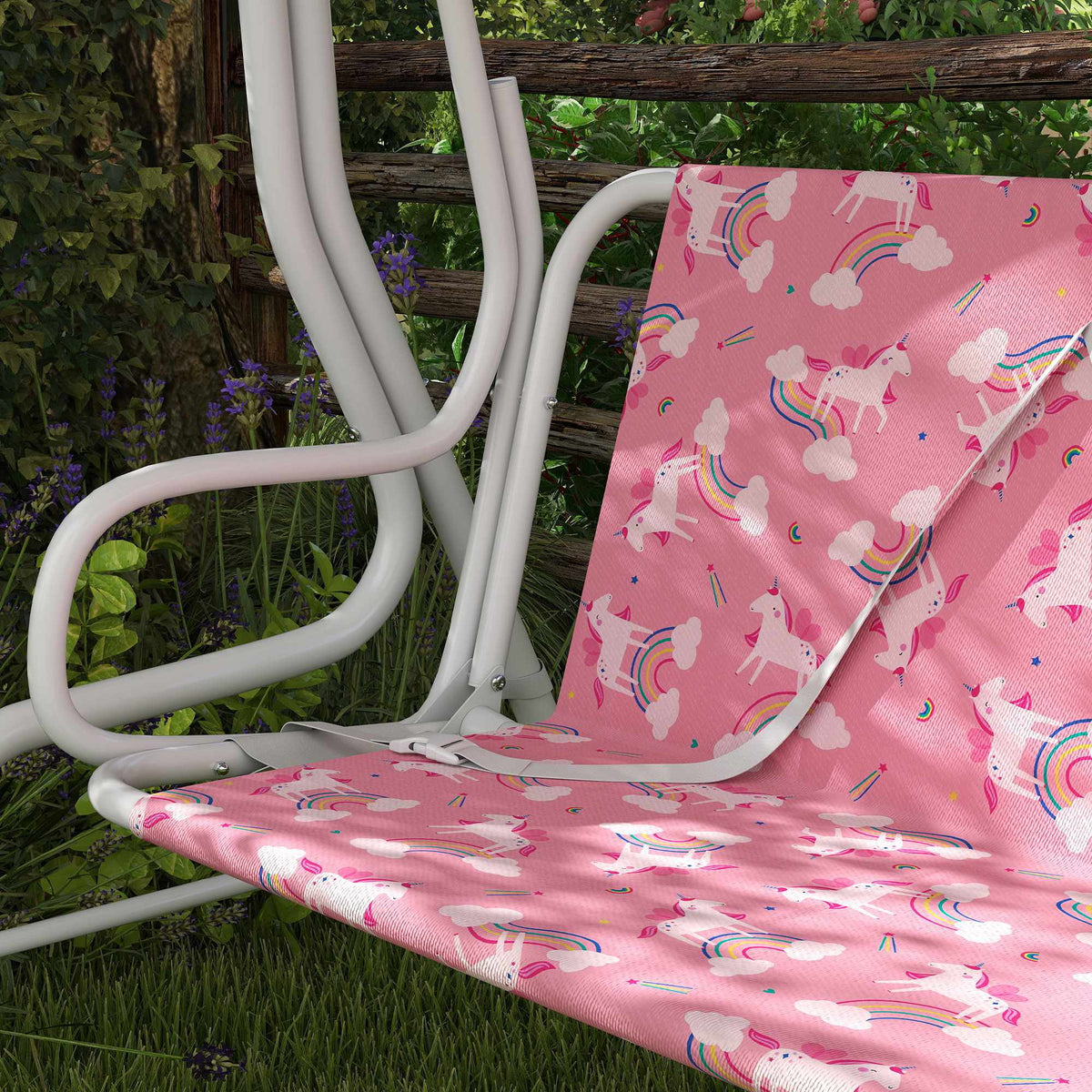 Children's 2-Seater Swing with Adjustable Canopy, Pink