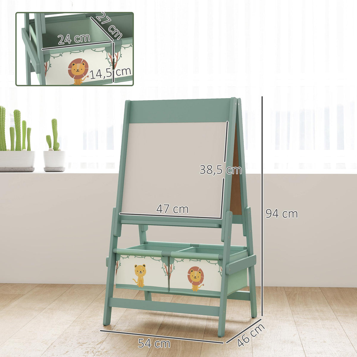 Children's 3-in-1 Easel with Chalkboard, Whiteboard, Paper Roll
